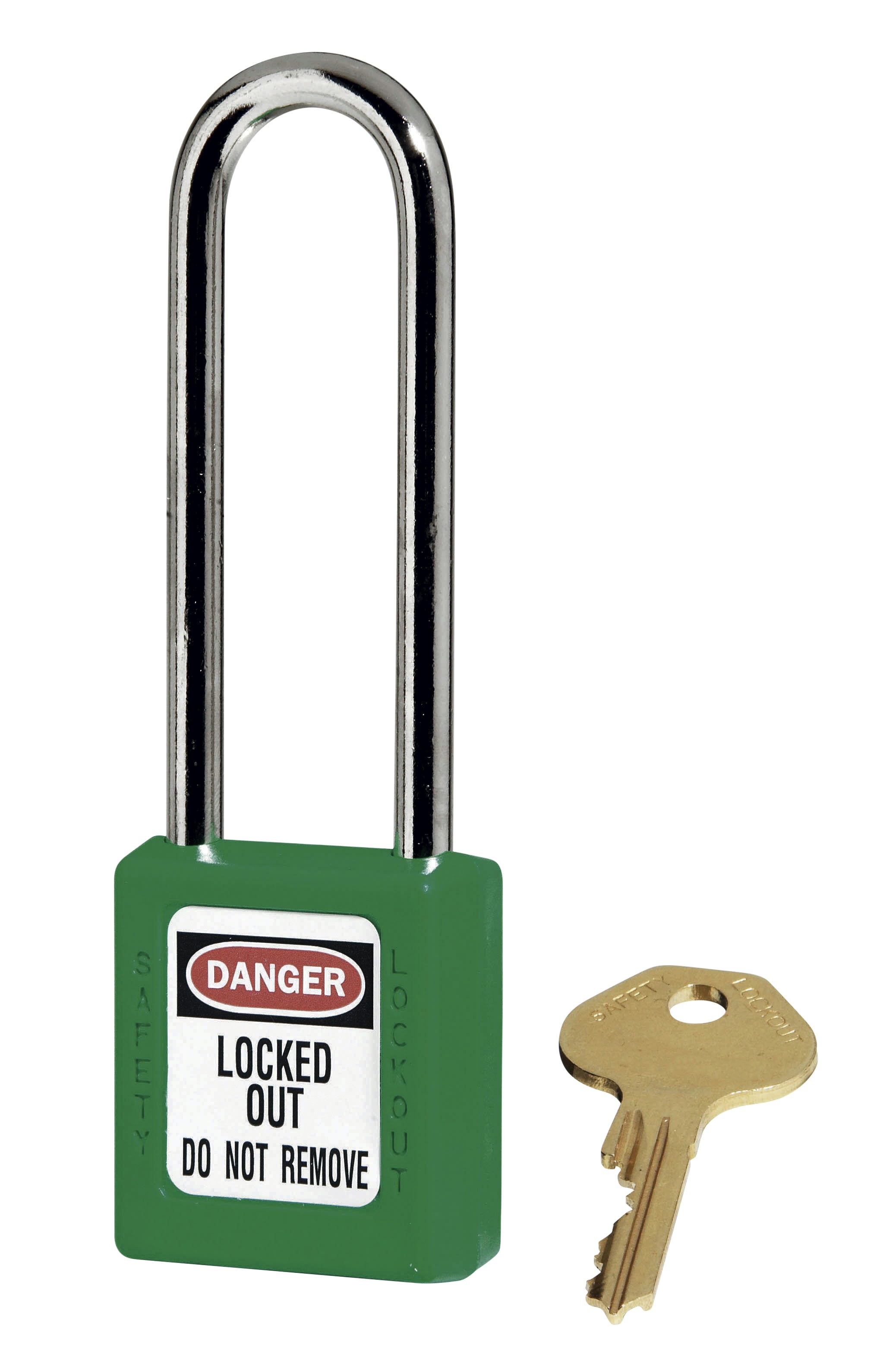 AGI Robur - Cadenas de consignation vert, anse acier 4 mm , long. 76 mm, corps résine