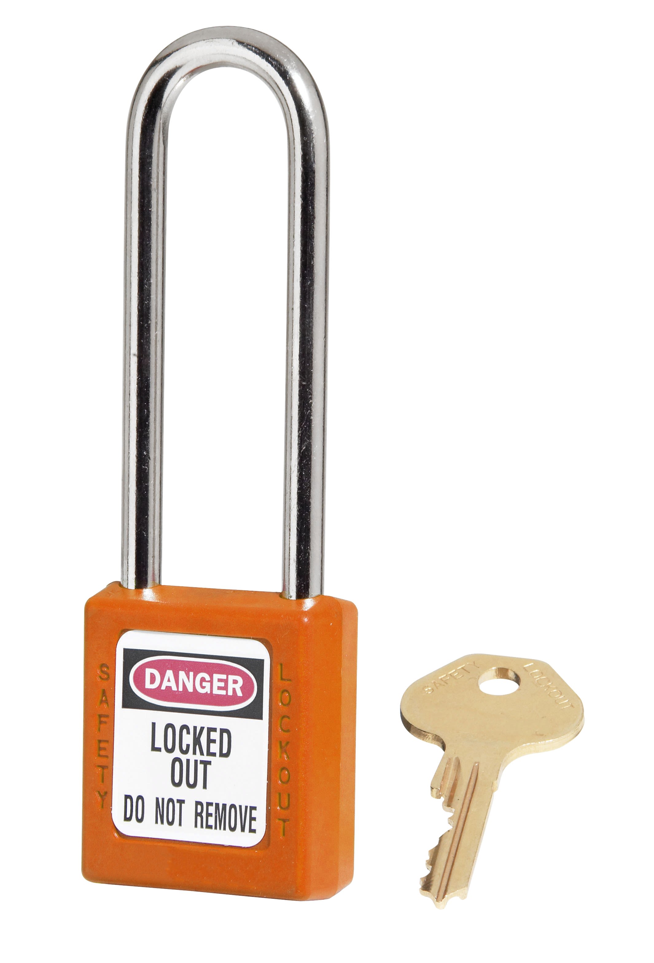 AGI Robur - Cadenas de consignation orange, anse acier 4 mm , long. 76 mm, corps résine