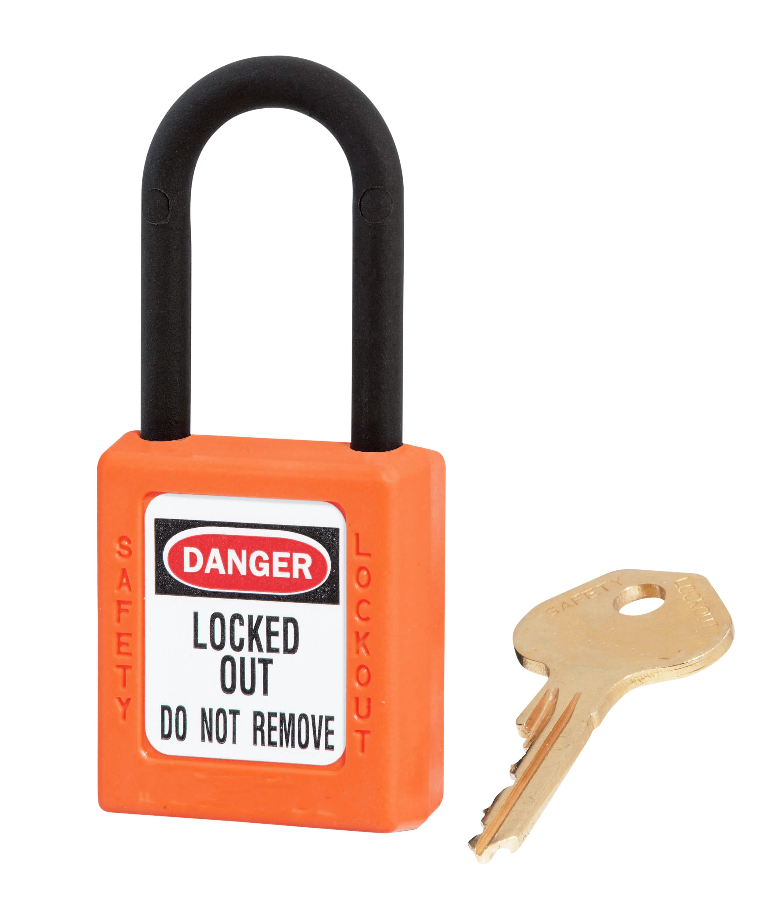 AGI Robur - Cadenas de consignation orange, non conducteur, anse résine 6 mm, corps résine