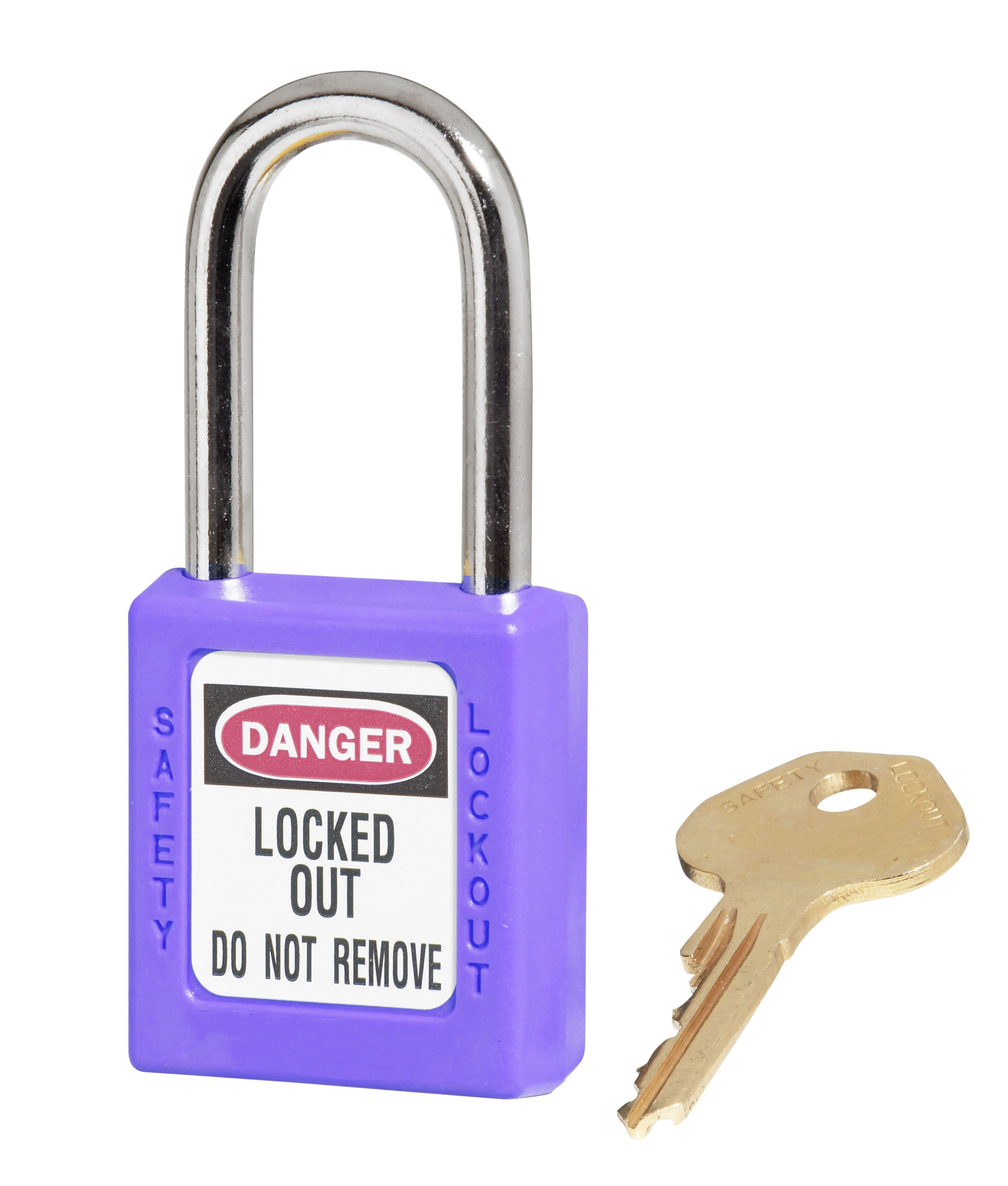 AGI Robur - Cadenas de consignation violet, anse acier 4 mm et corps résine, une clé