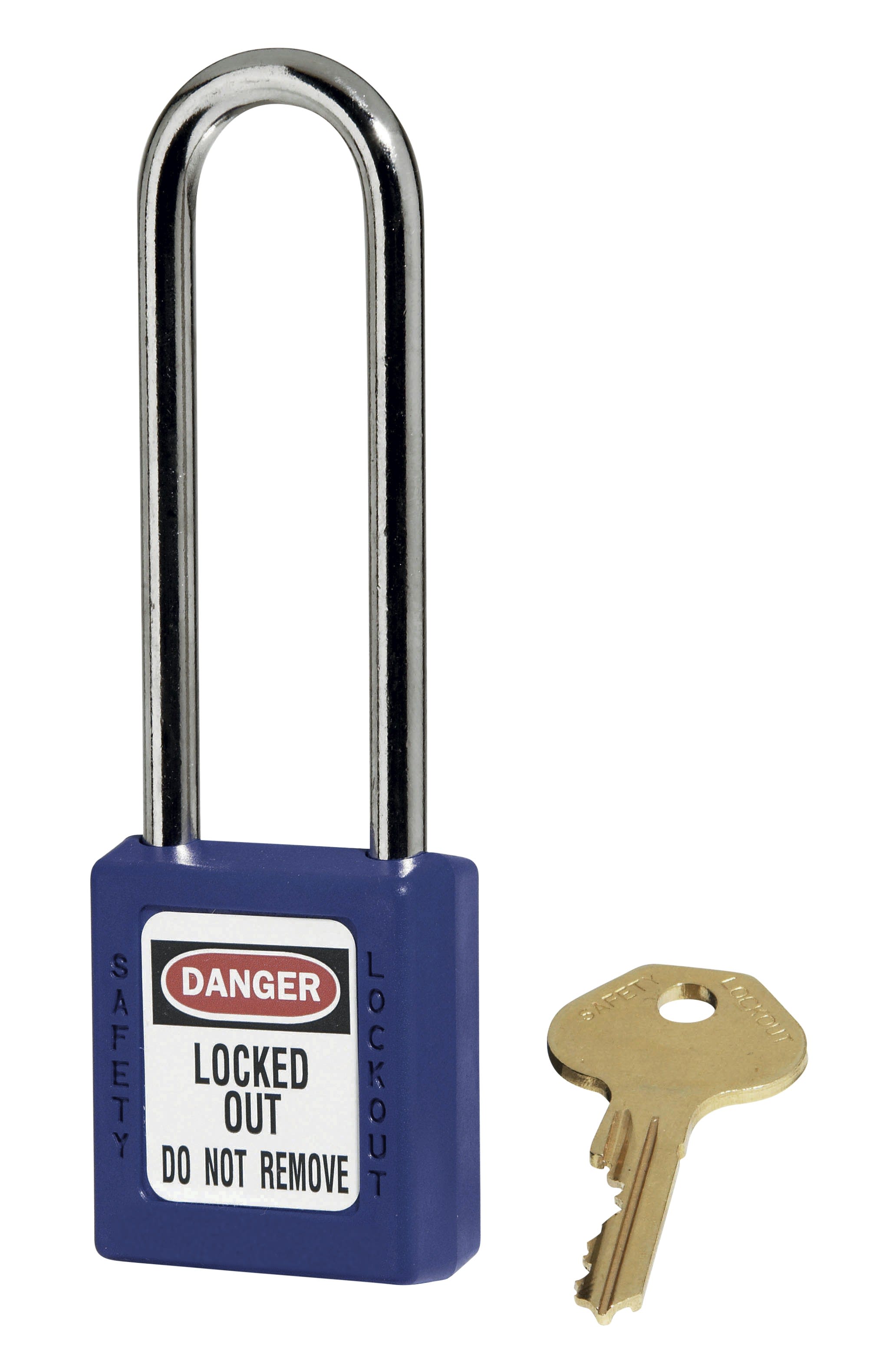 AGI Robur - Cadenas de consignation bleu, anse acier 4 mm , long. 76 mm, corps résine