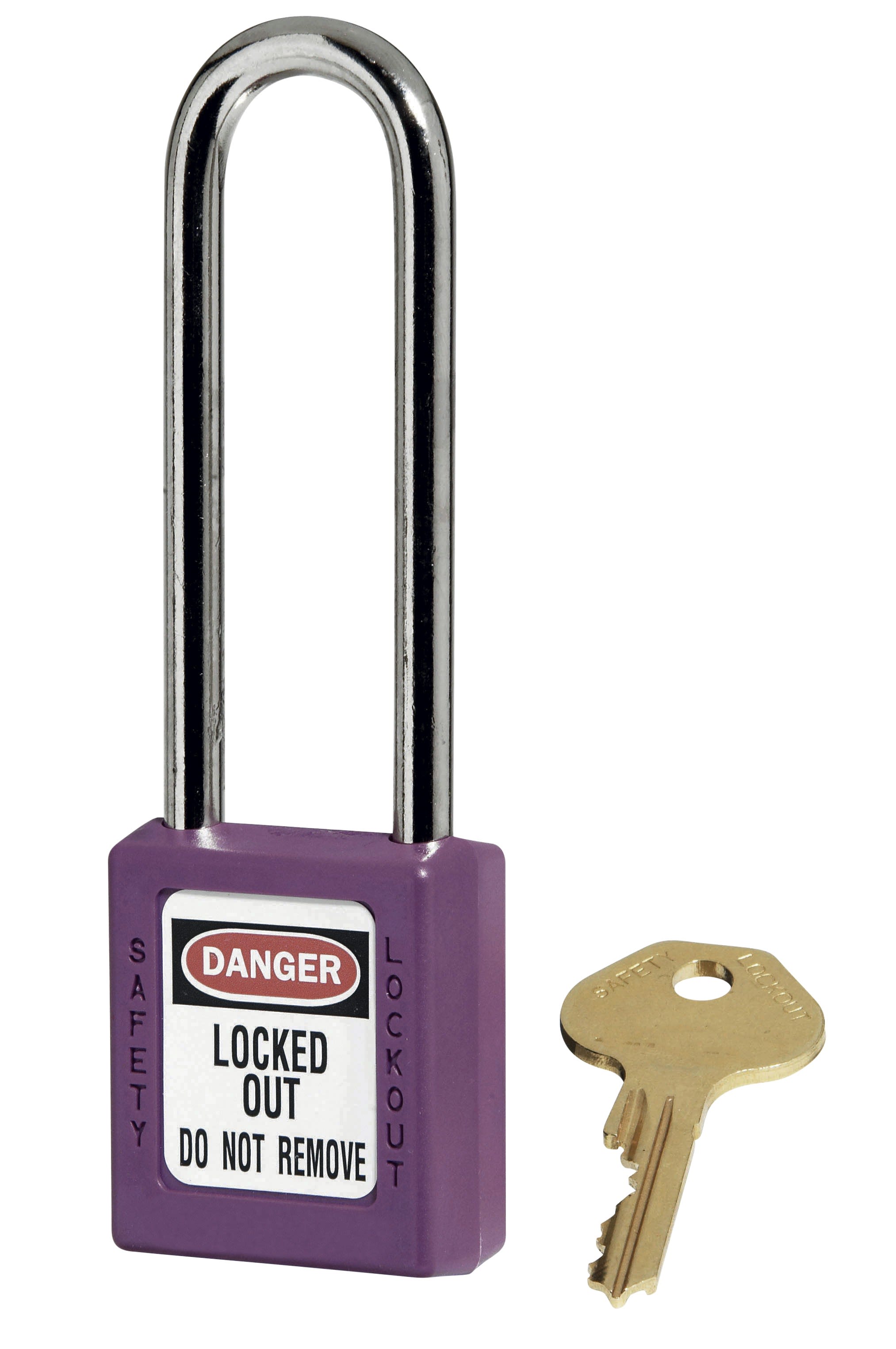 AGI Robur - Cadenas de consignation violet, anse acier 4 mm , long. 76 mm, corps résine