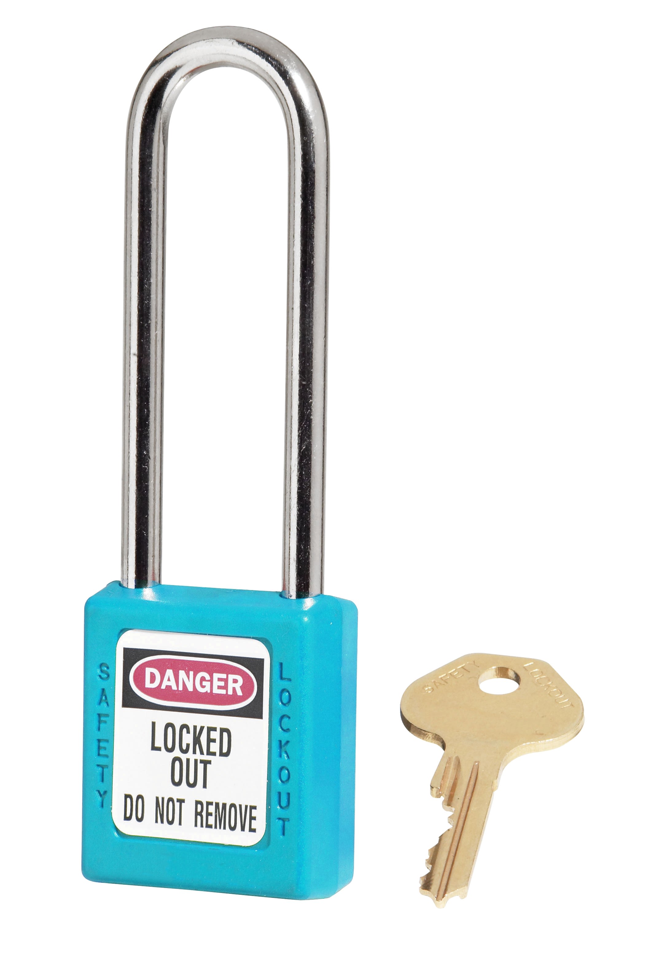 AGI Robur - Cadenas de consignation turquoise, anse acier 4 mm , long. 76 mm, corps résine