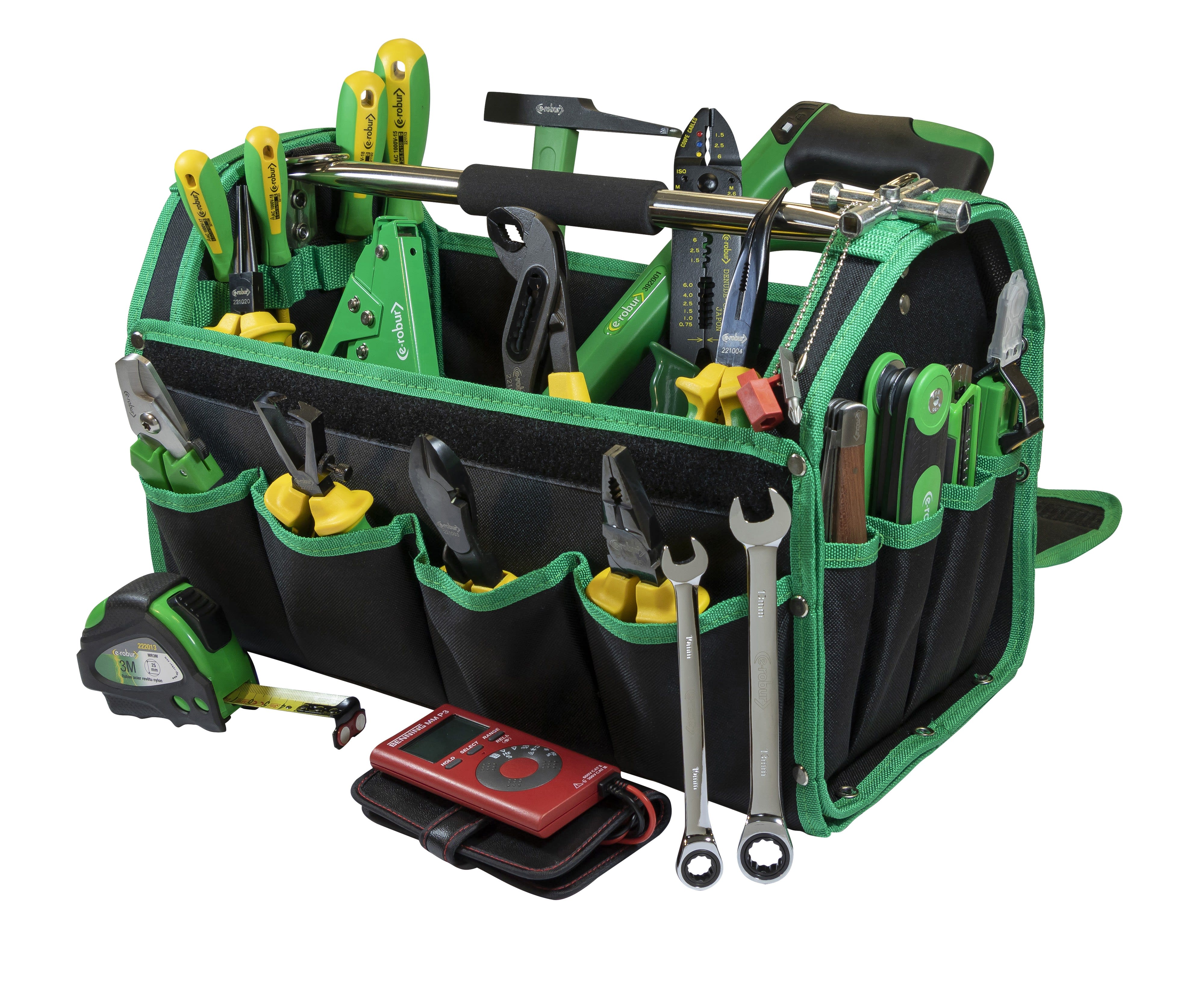 AGI Robur - Caisse à outils textile avec composition de 24 outils pour électricien