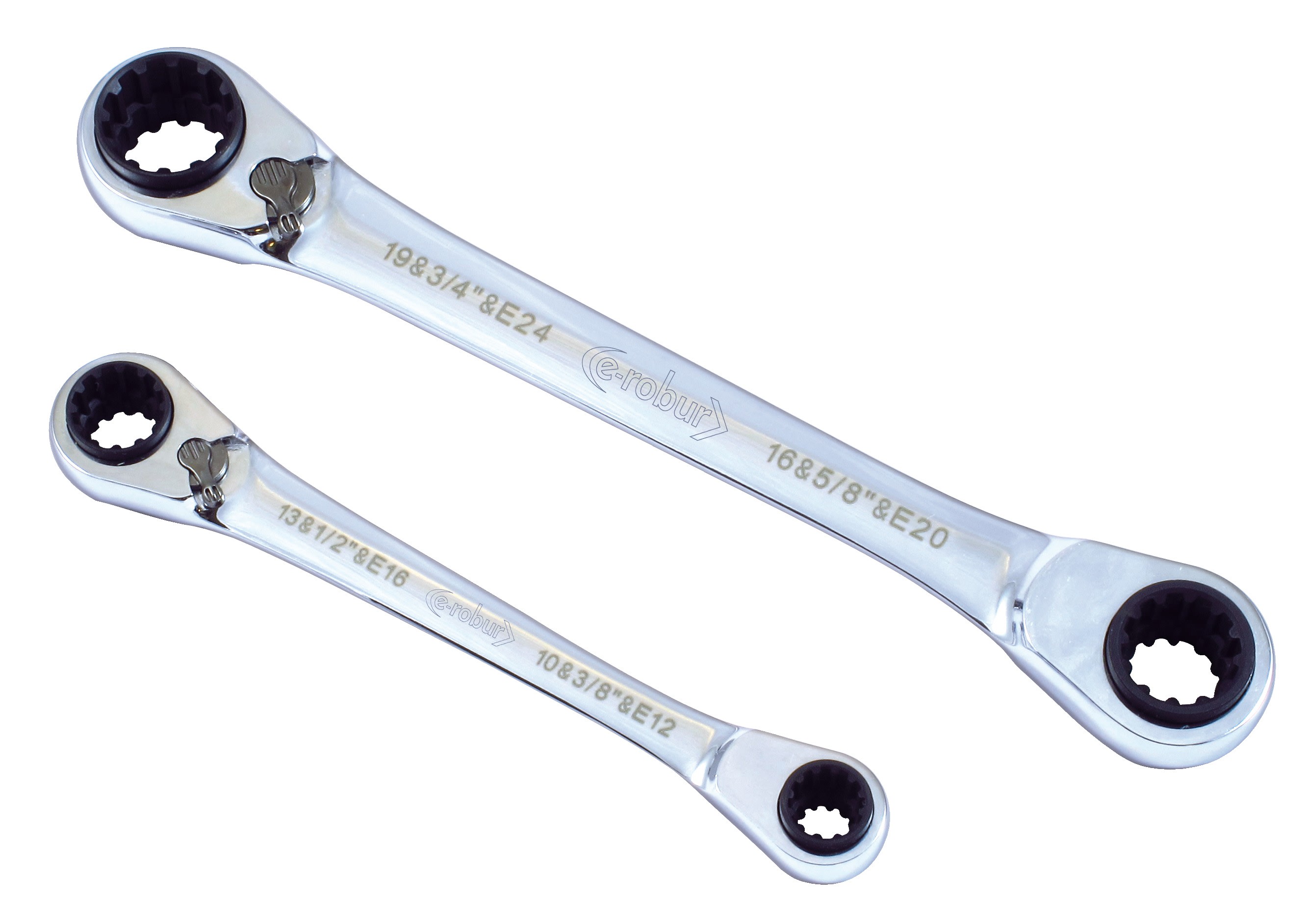 AGI Robur - Jeu de 20 clés polygonales à cliquet 72 dents, universelles.