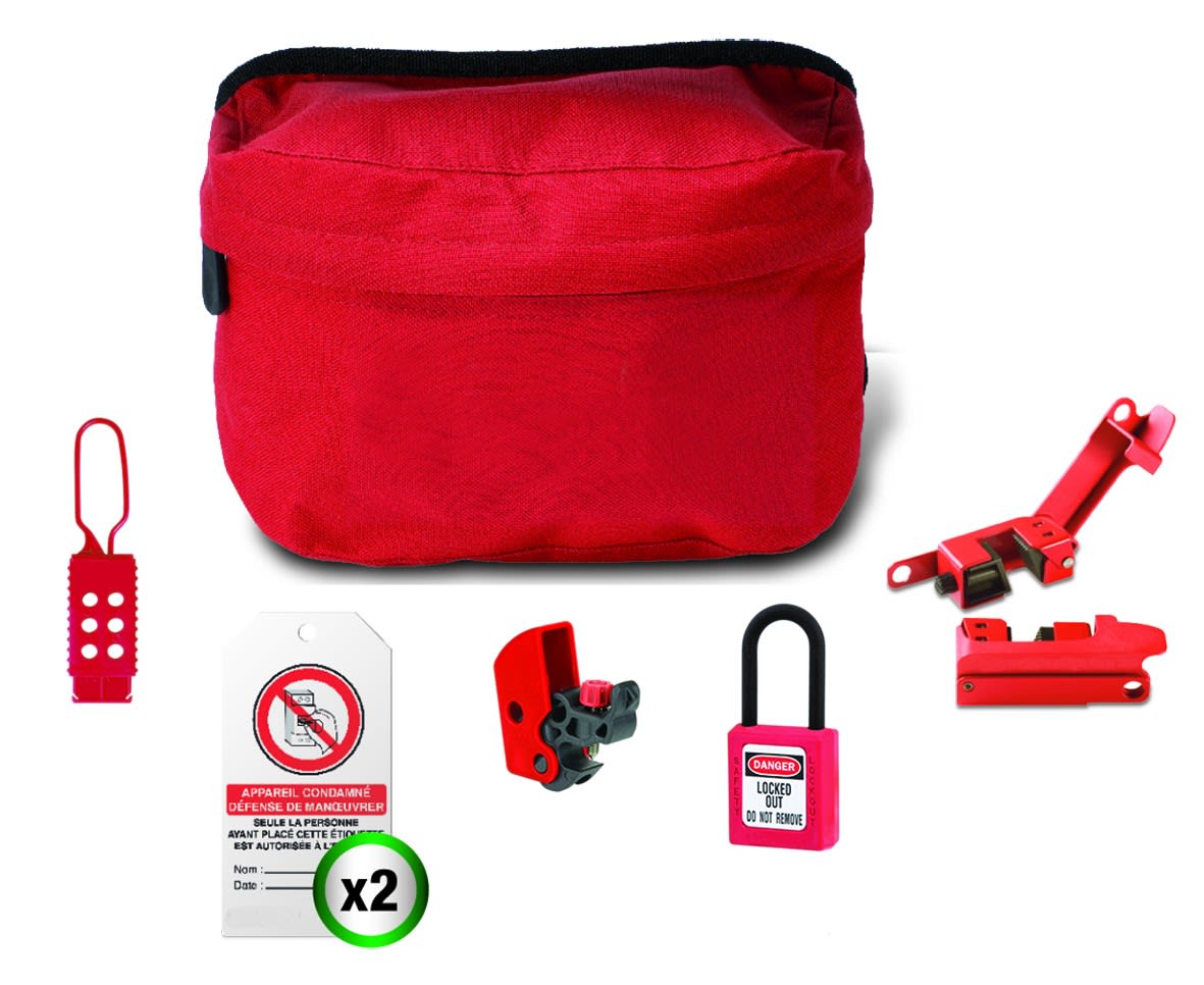 AGI Robur - Kit de consignation. 1 cadenas, 2 bloque disjoncteurs, 2 étiquettes, 1 crochet.