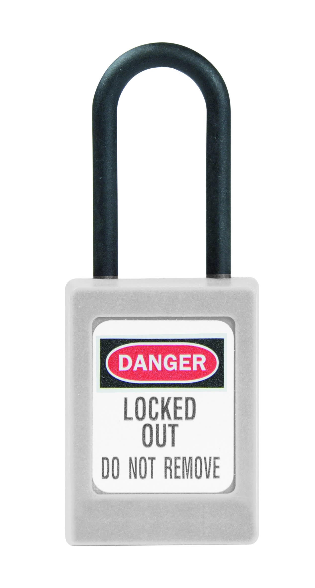 AGI Robur - Cadenas de consignation blanc, non conducteur, anse 4.8 mm, clé unique