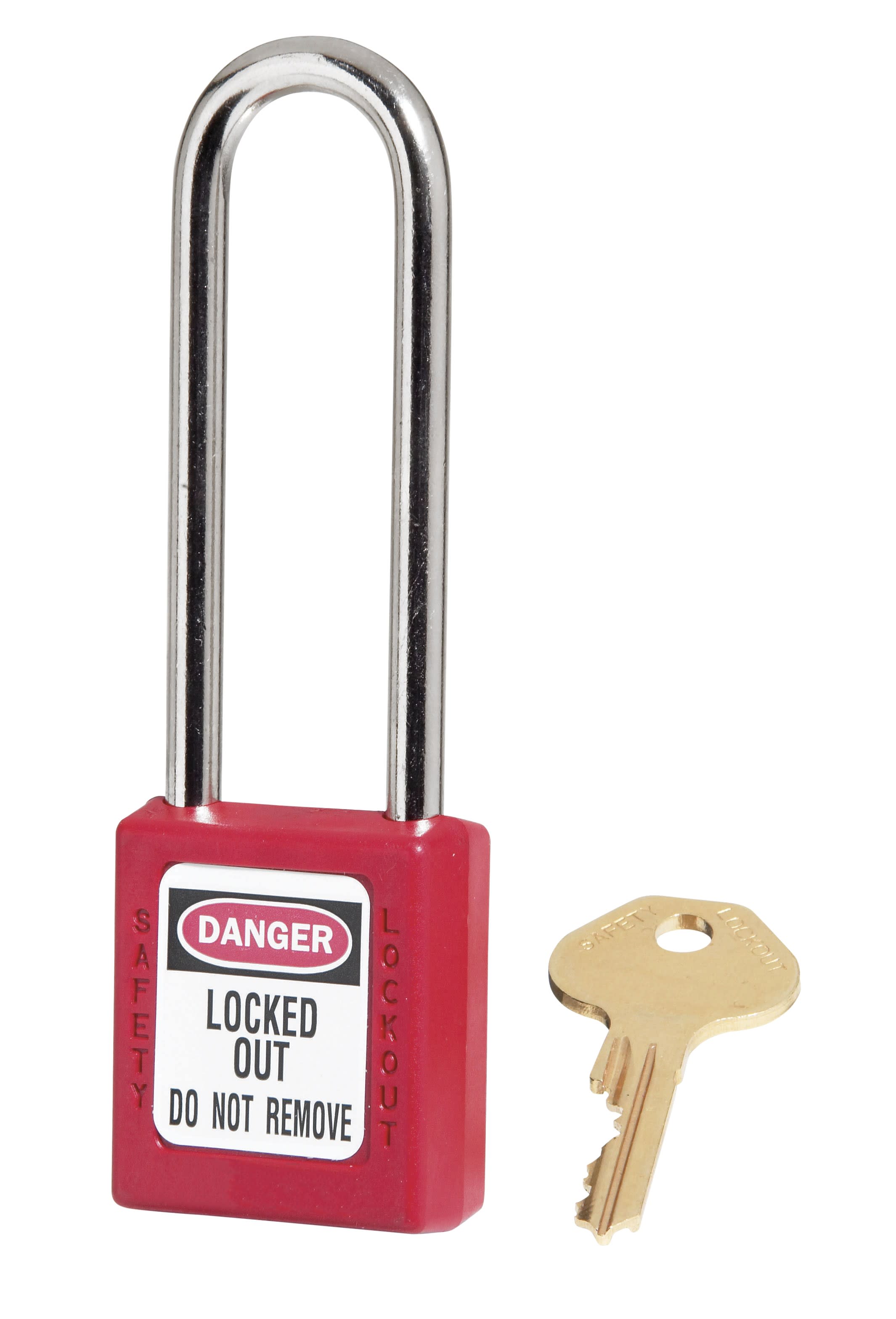 AGI Robur - Cadenas de consignation rouge anse acier longue diam. 4.7mm. Clé unique