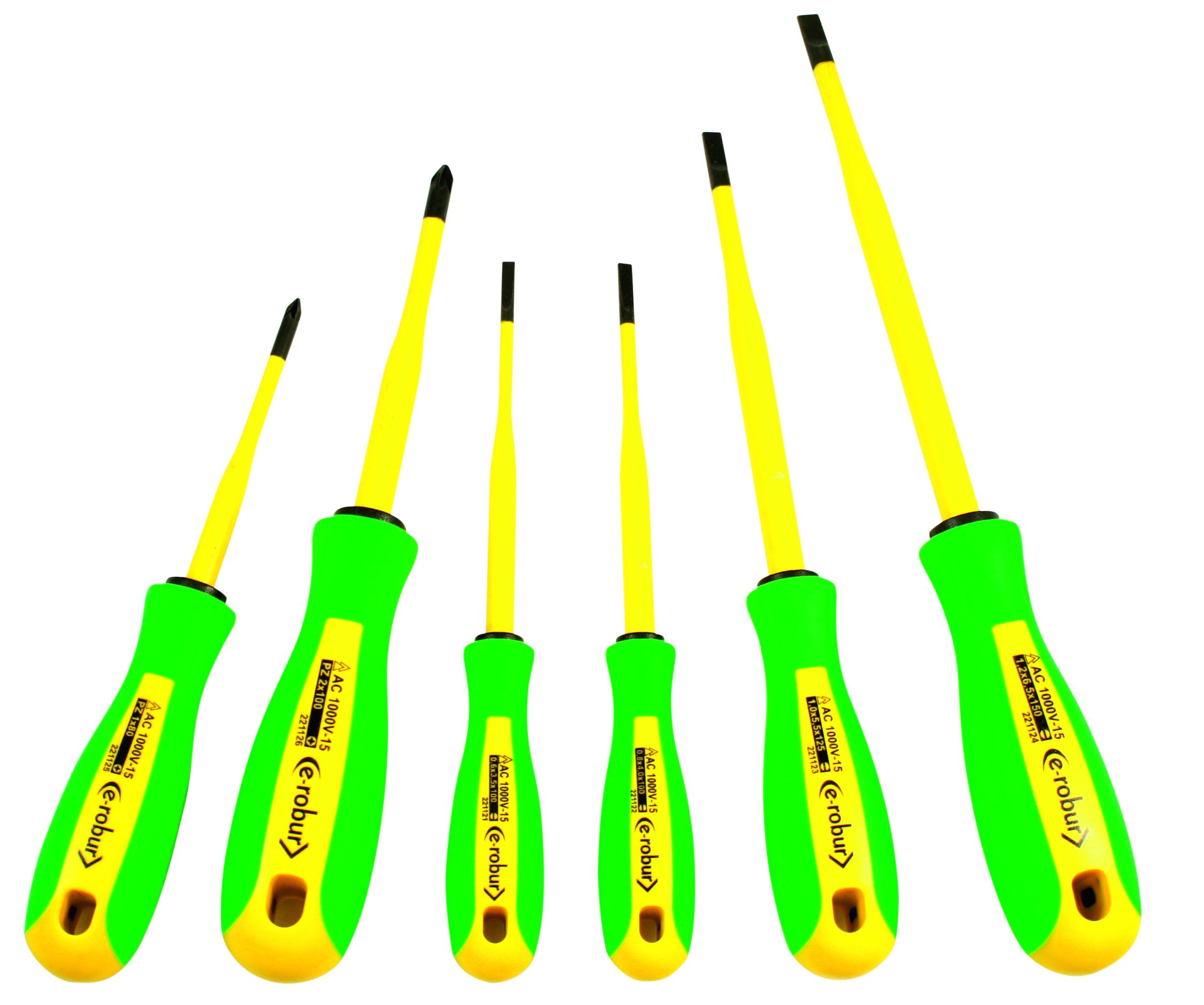 AGI Robur - Coffret de 6 tournevis trimatière isolés 1000V. Isolant SLIM affleurant