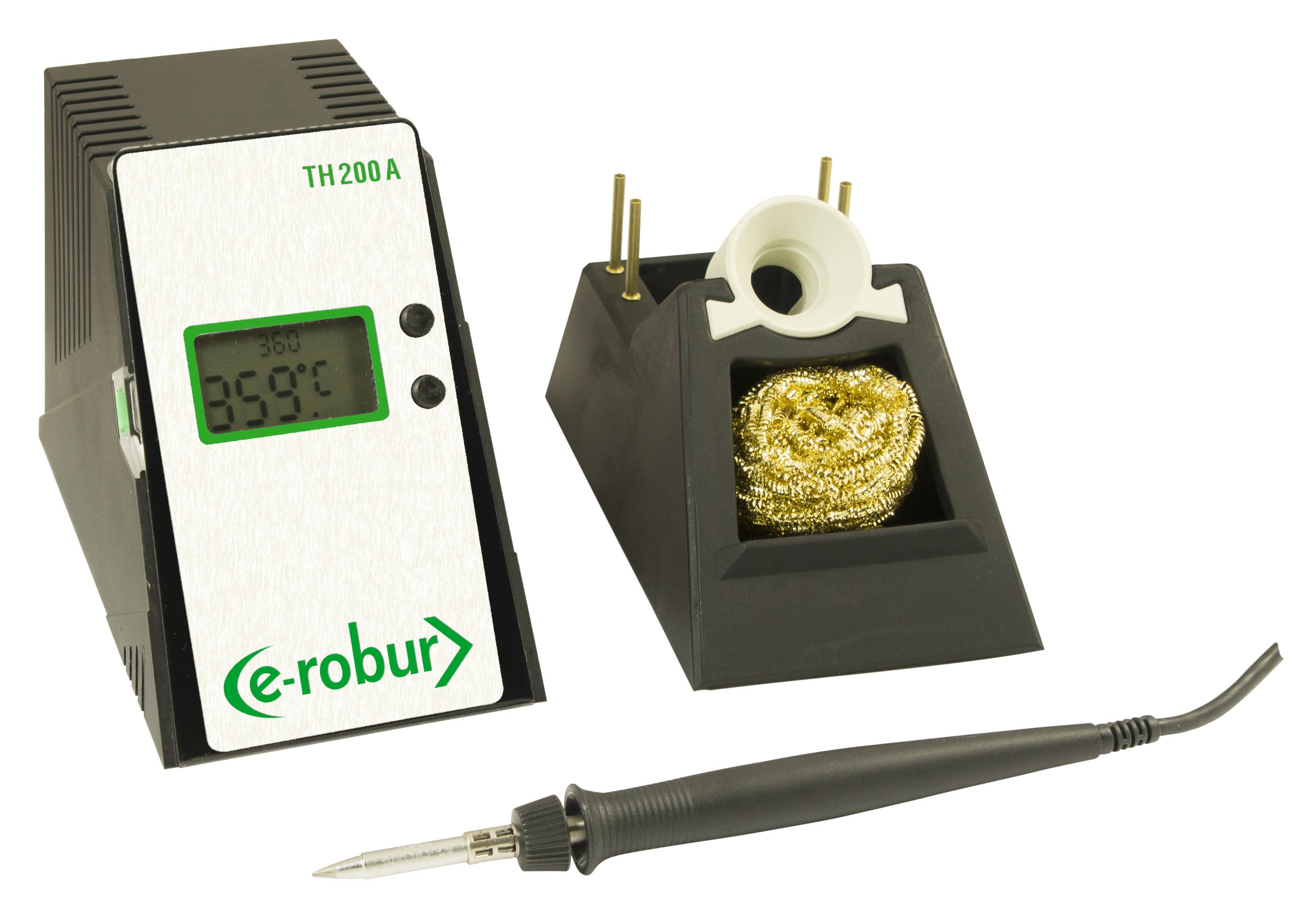 AGI Robur - Station de soudage digitale antistatique, 68W, livrée avec support et éponge.