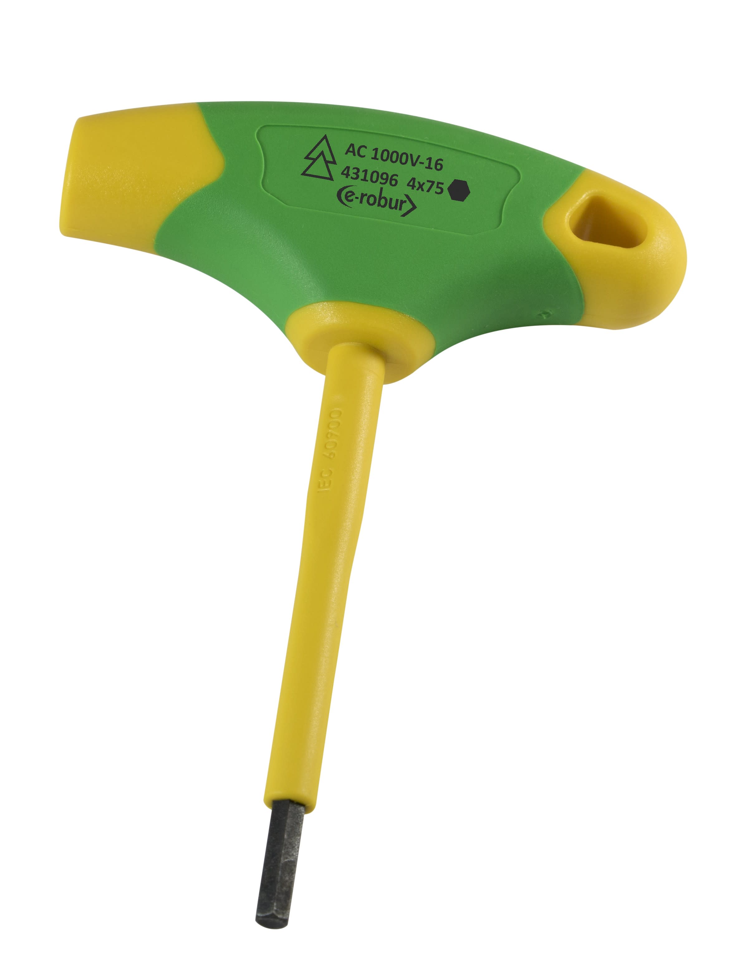 AGI Robur - Clé en T 6 pans mâle 4mm bimatière isolé 1000V pour bornes de disjoncteurs