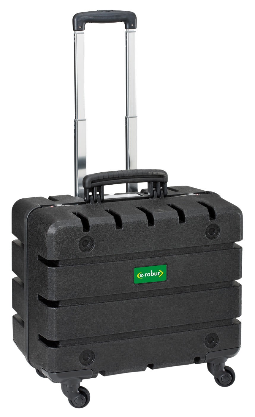 AGI Robur - Valise 2 plateaux en PEHD avec trolley et 4 roulettes pivotantes