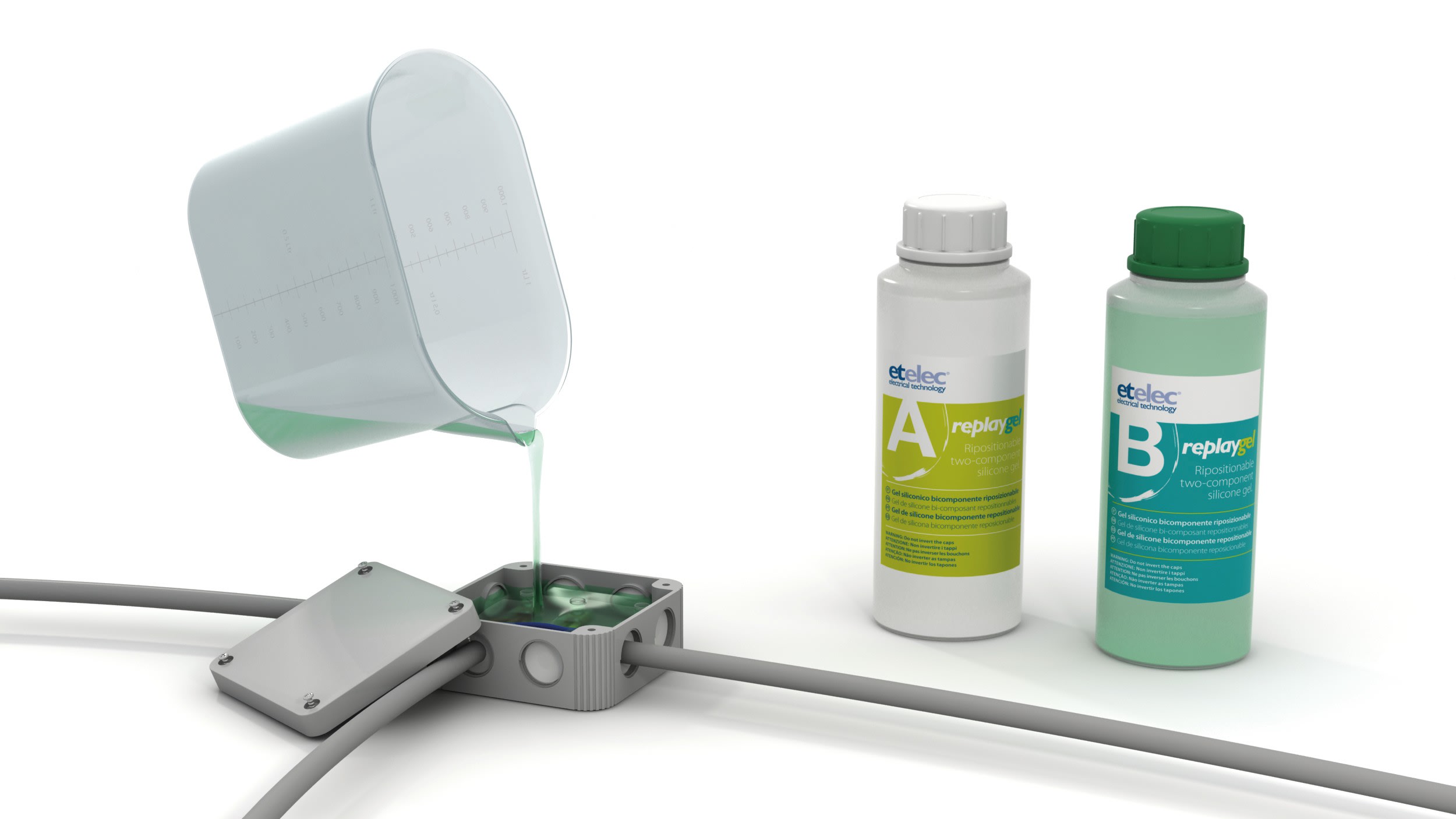 AGI Robur - Gel silicone réaccessible, repositionnable, vert transparent, 1 L, en bouteilles