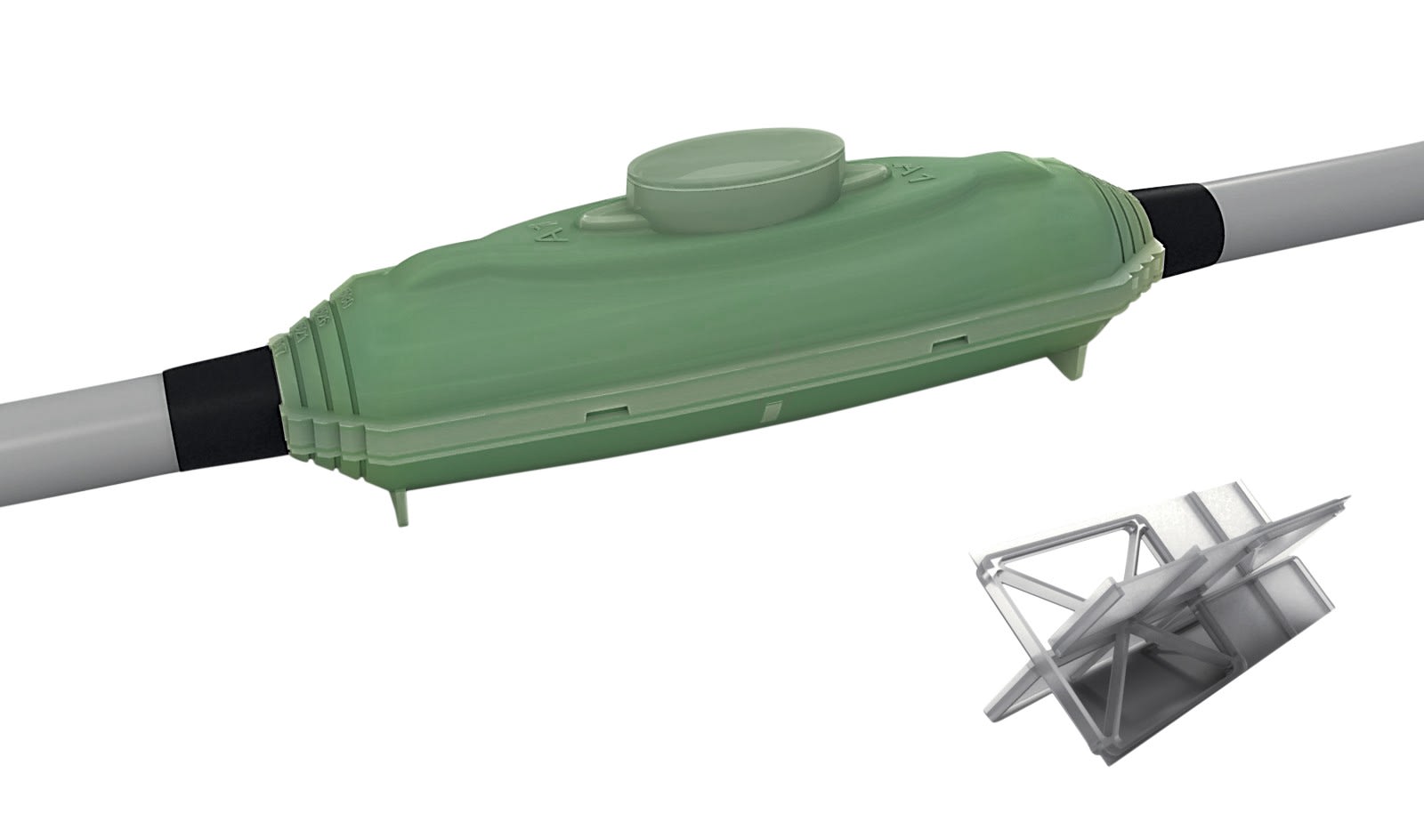 AGI Robur - Bte de jonction et résine PU avec séparateur. Cap. 1 x 240-500 ou 4 x 95-150mm²