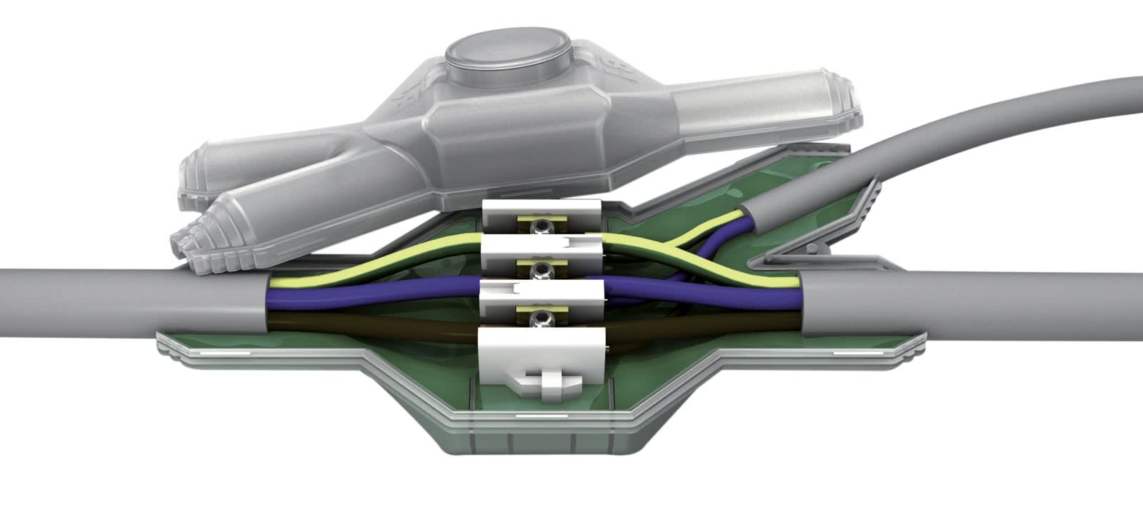 AGI Robur - Boite de dérivation et résine polyuréthane à couler avec connecteur 5P. taille 3