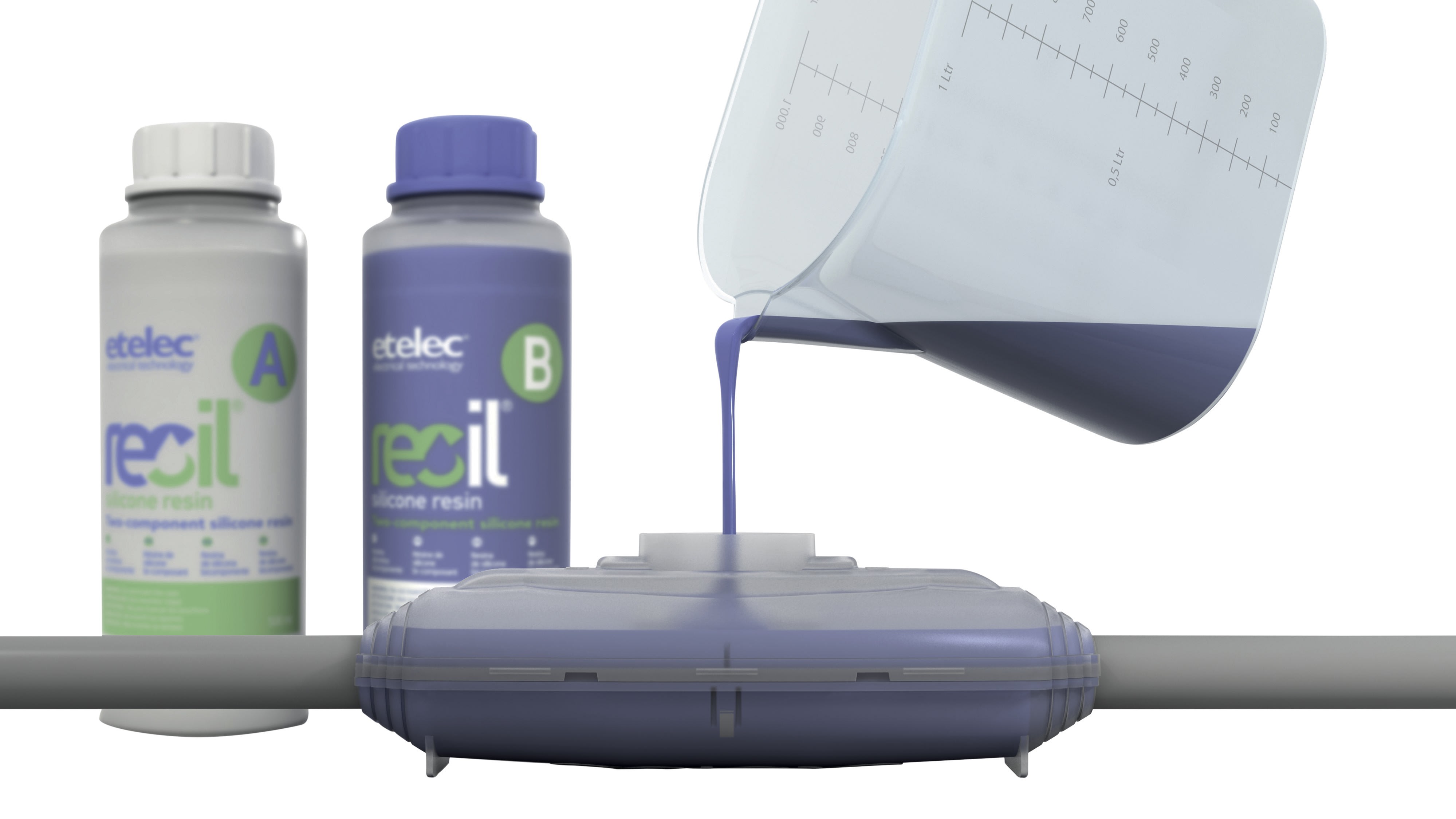 AGI Robur - Boite de jonction pour résine Resil, raccordement droit. 870x200mm, vol 9,8L