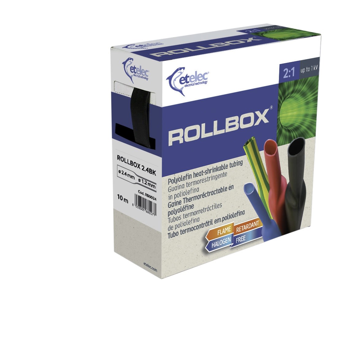 AGI Robur - Gaine thermorétractable, rétreint 2:1, distributeur de 10m, diam. 1,6, bleu