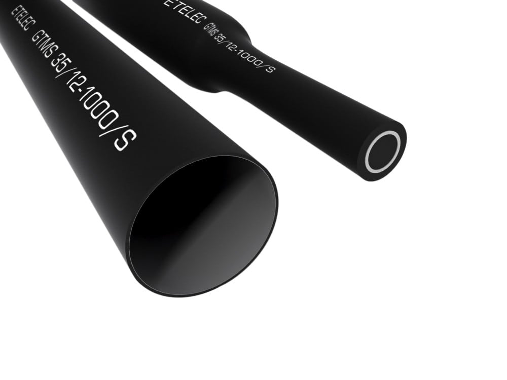 AGI Robur - Gaine thermo., barre de 1 m, rétreint 3:1, avec adhésif, diam. 25 mm, noir