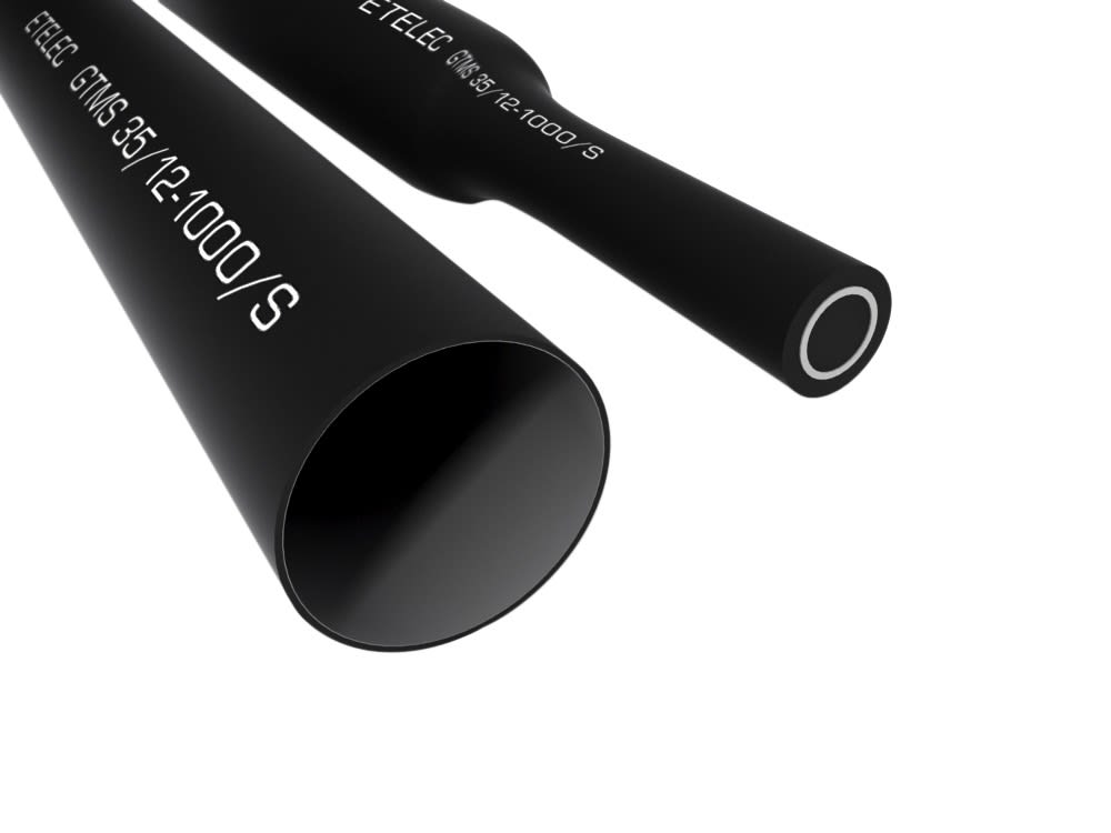 AGI Robur - Gaine thermo., barre de 1 m, rétreint 3:1, avec adhésif, diam. 63 mm, noir