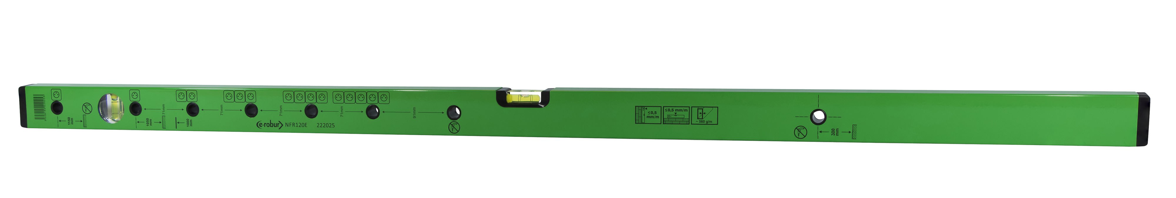 AGI Robur - Niveau à fioles 120cm avec repérage d'espacement pour électriciens