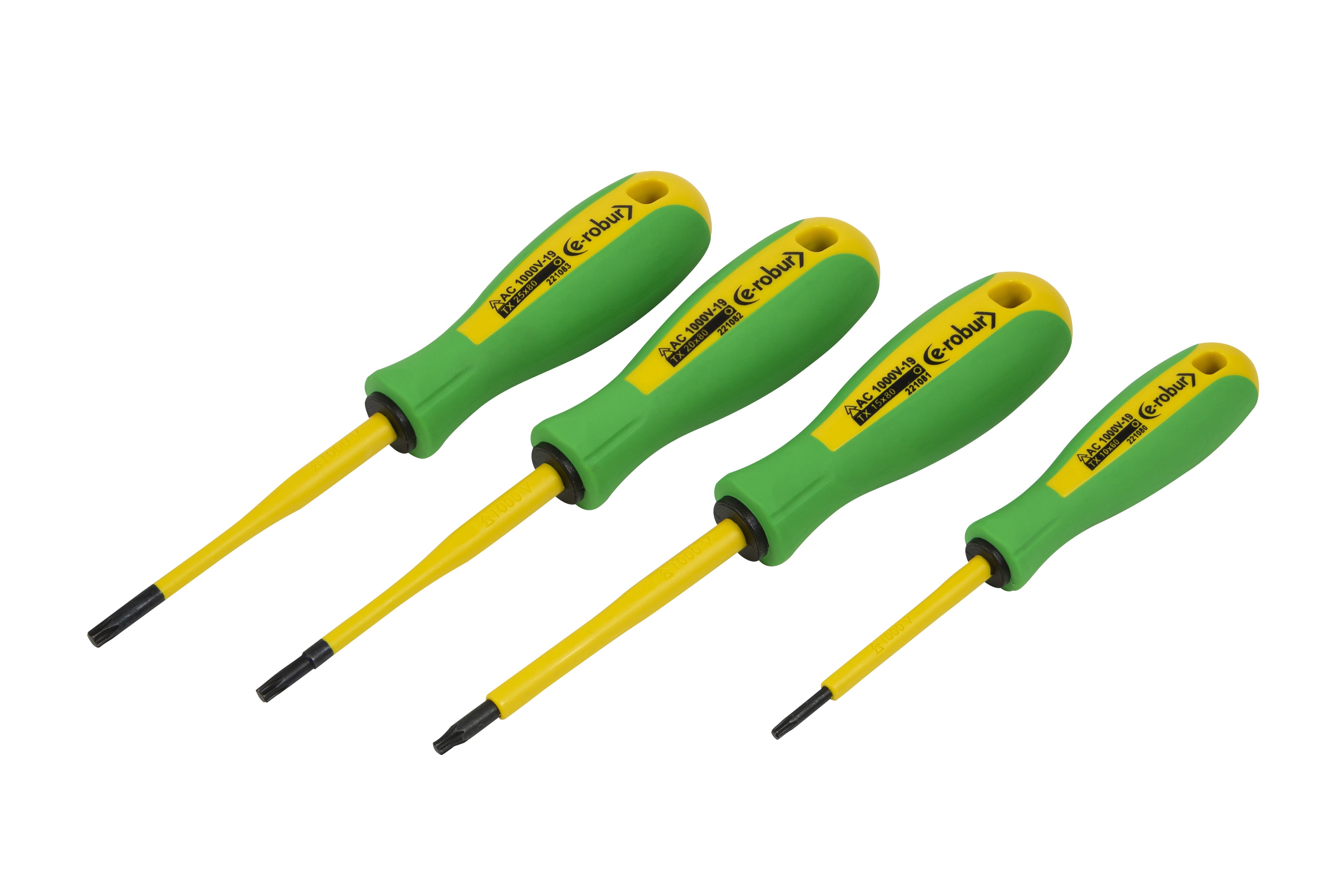 AGI Robur - Kit de 4 tournevis isolés 1000V Torx 10-15-SLIM20-SLIM25