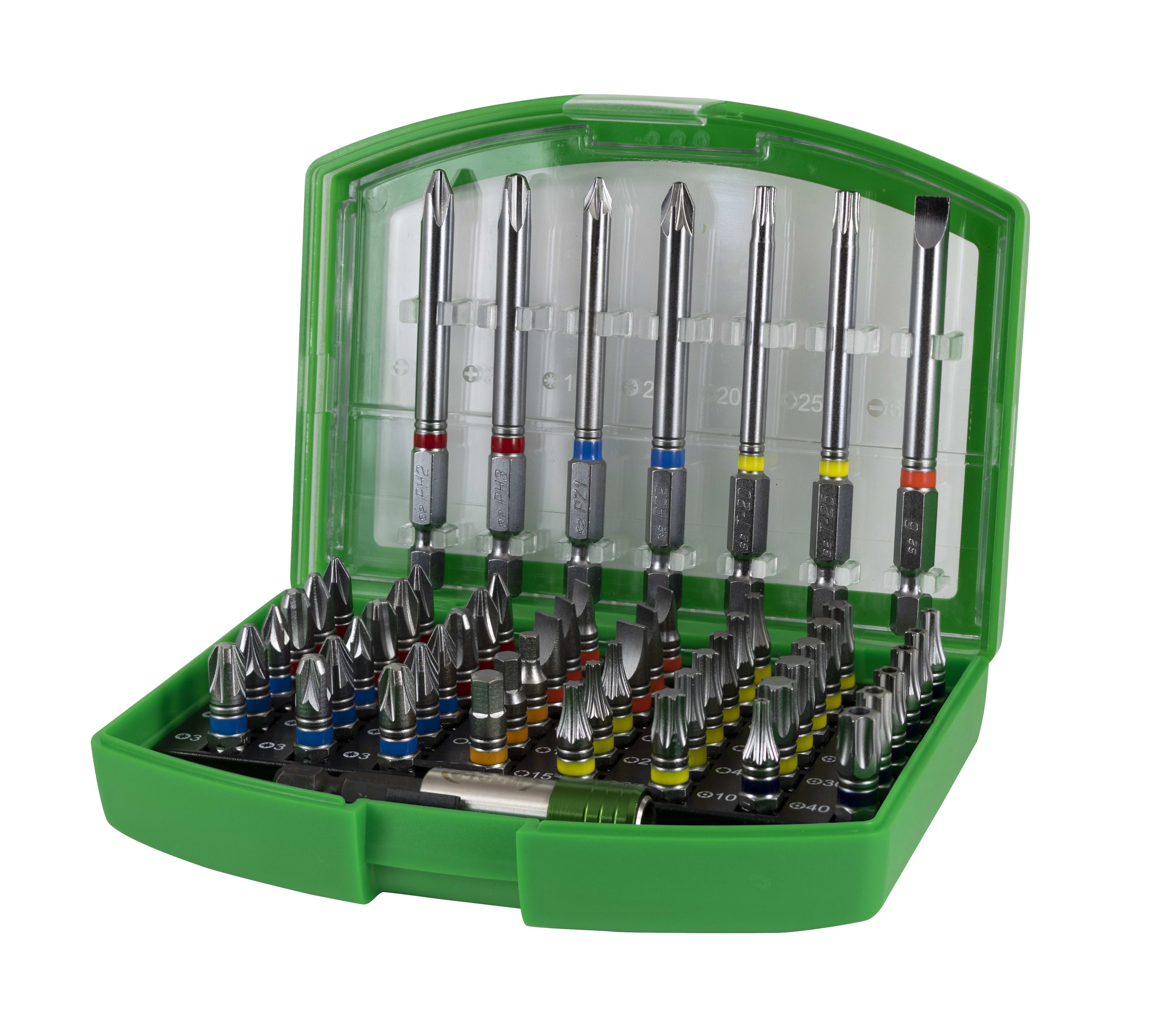 AGI Robur - Coffret 48 embouts de 25 mm assortis, 7 embouts de 75mm assortis, porte embouts