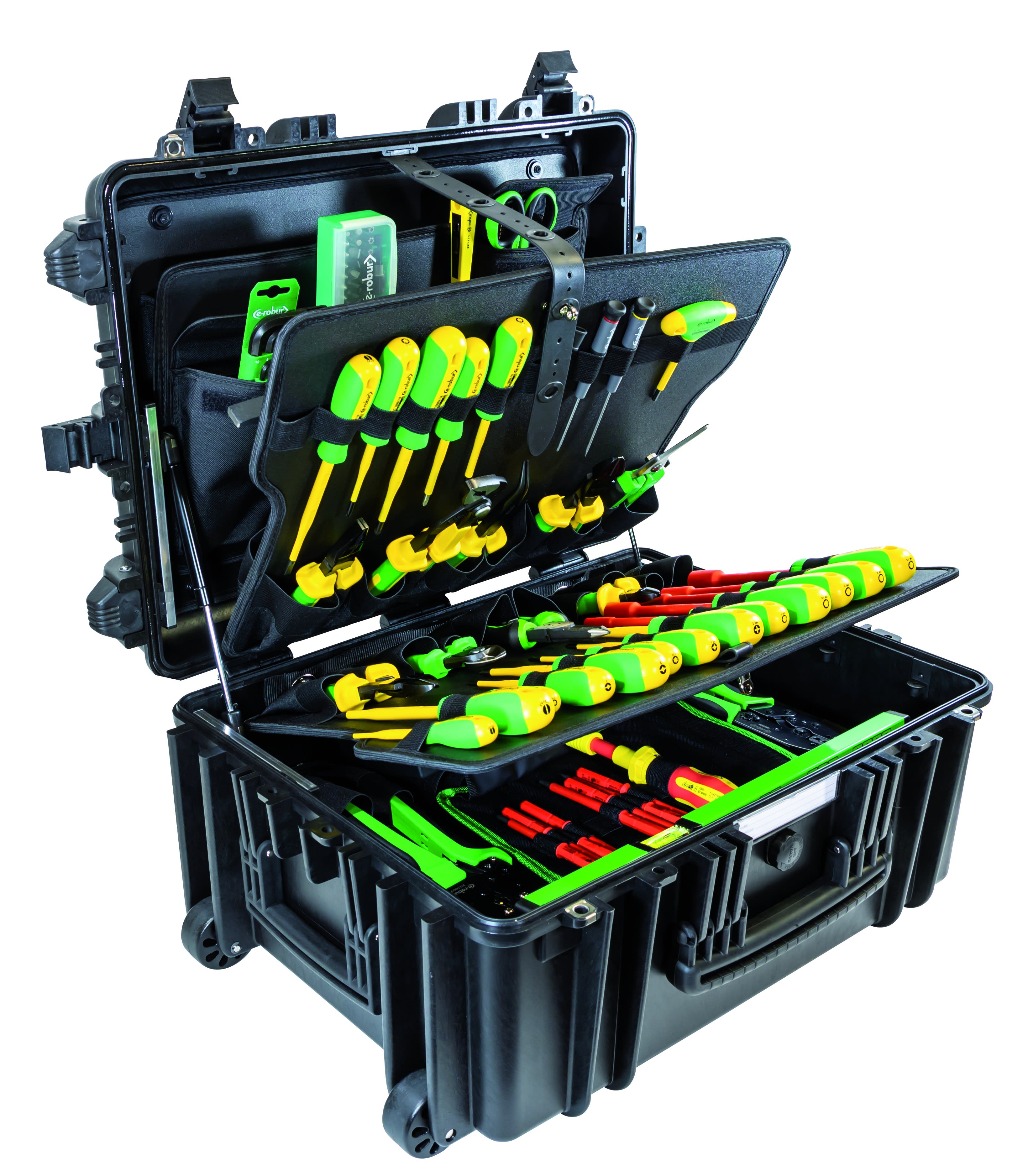 AGI Robur - Kit d'outils pour électricien en valise avec trolley et roulettes.