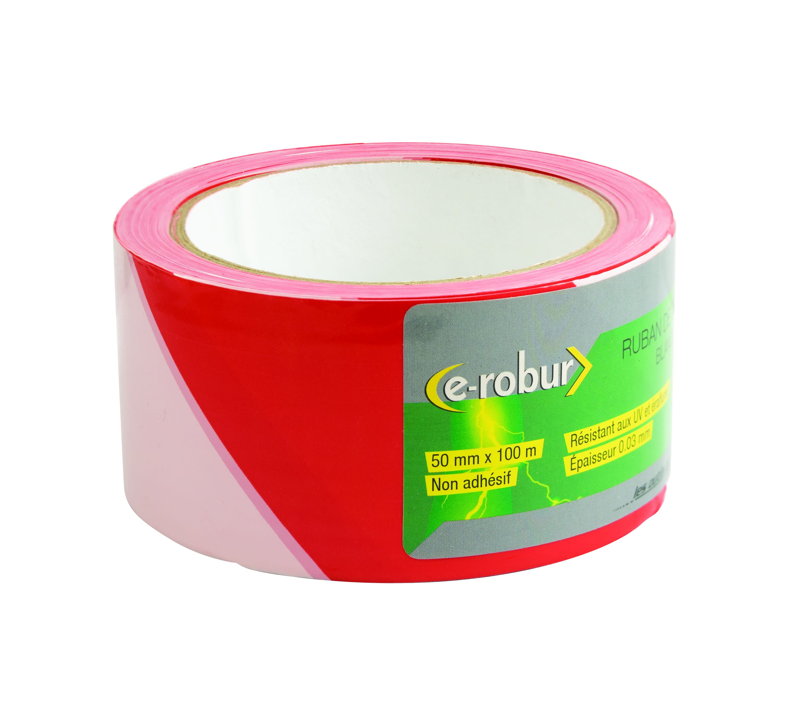 AGI Robur - Ruban de délimitation rouge-blanc, largeur 50mm, longueur 100m