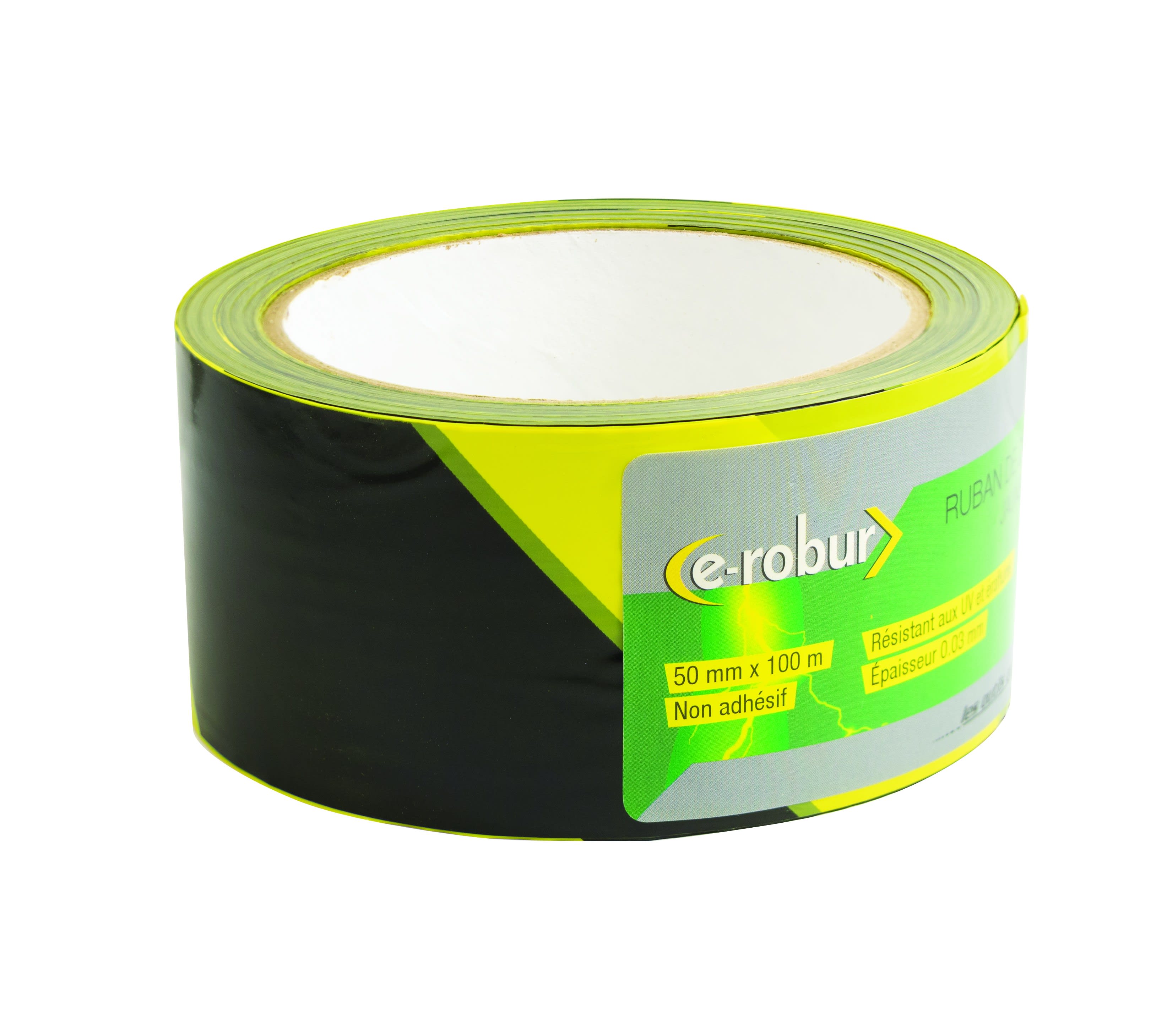AGI Robur - Ruban de délimitation jaune-noir, largeur 50mm, longueur 100m
