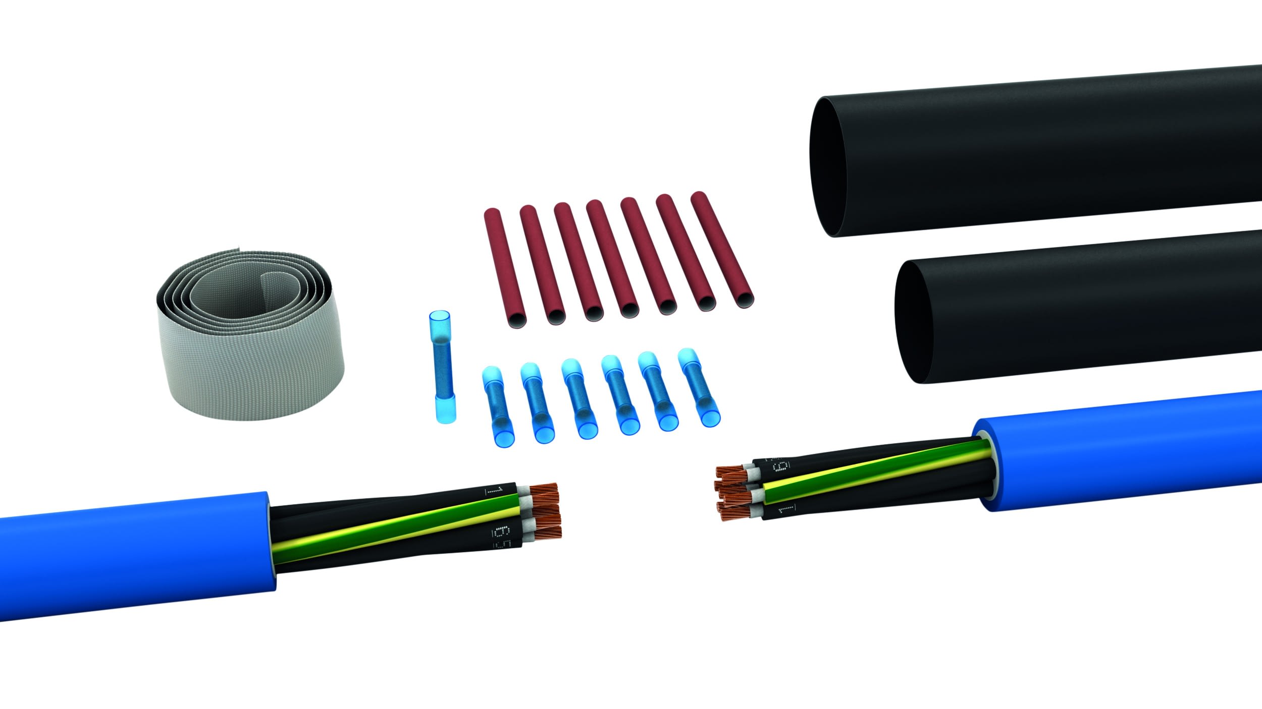 AGI Robur - Kit gaine thermo. antifeu, armature et 7 cosses 1,5-2,5mm². Long 250mm.