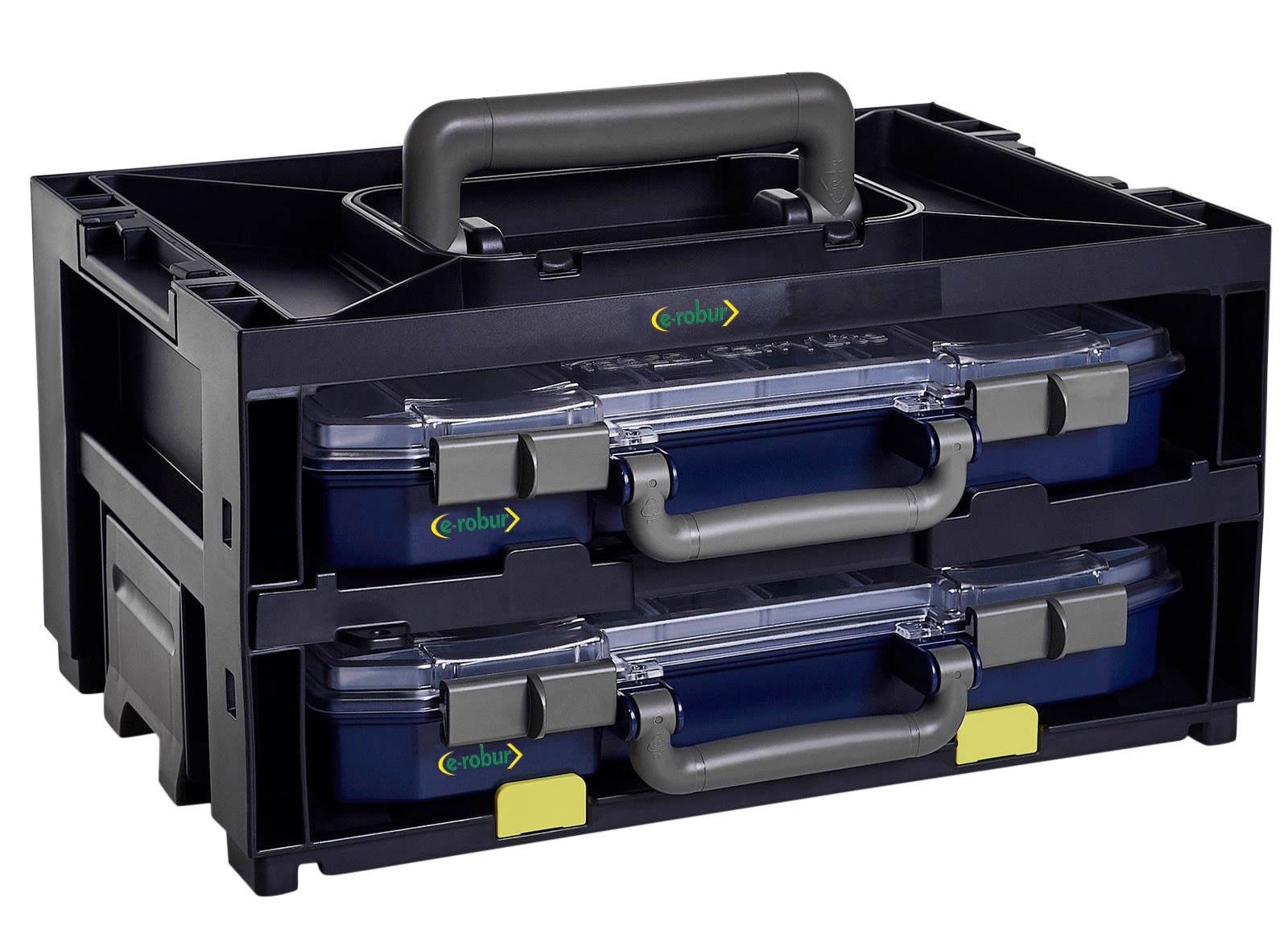 AGI Robur - Caisson de transport avec 2 mallettes équipées de séparateurs, 386x278x195mm