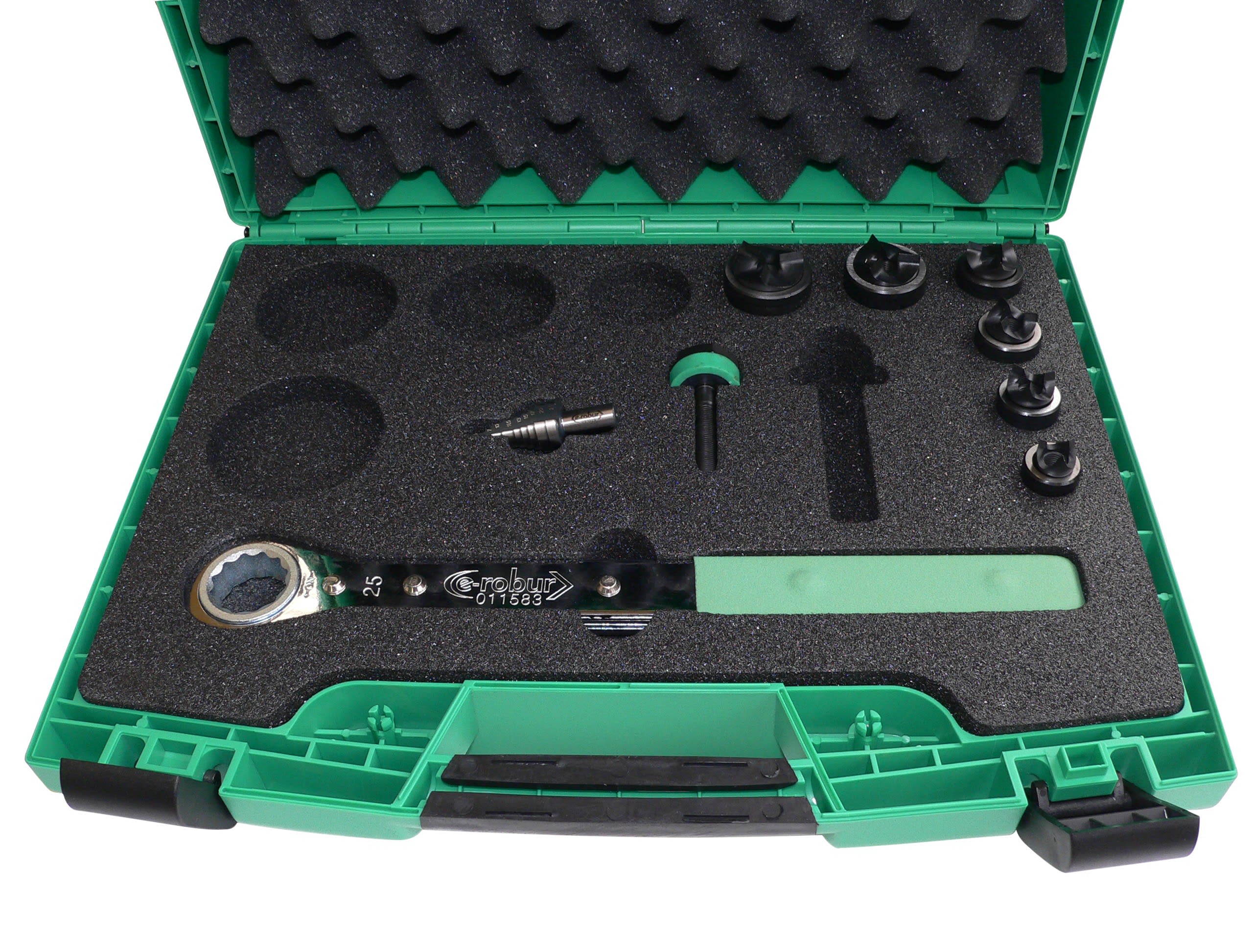 AGI Robur - Coffret 6 poinçons et matrices e-vo3+, PE 9 à 21, avec axes Polydiam et clé