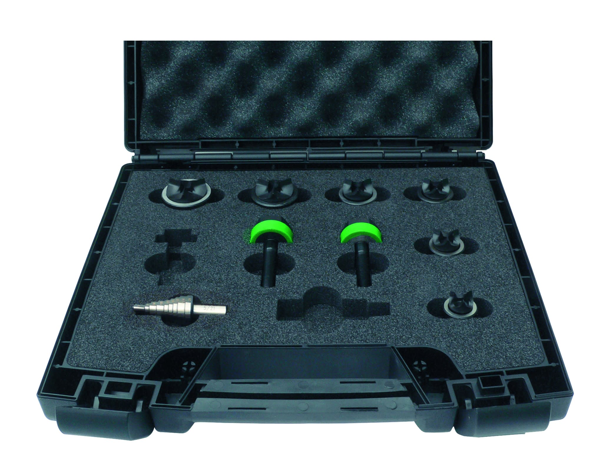 AGI Robur - Coffret 9 poinçons et matrices e-vo3+, PE 9 à 48 sans 42, avec axes et Polydiam.