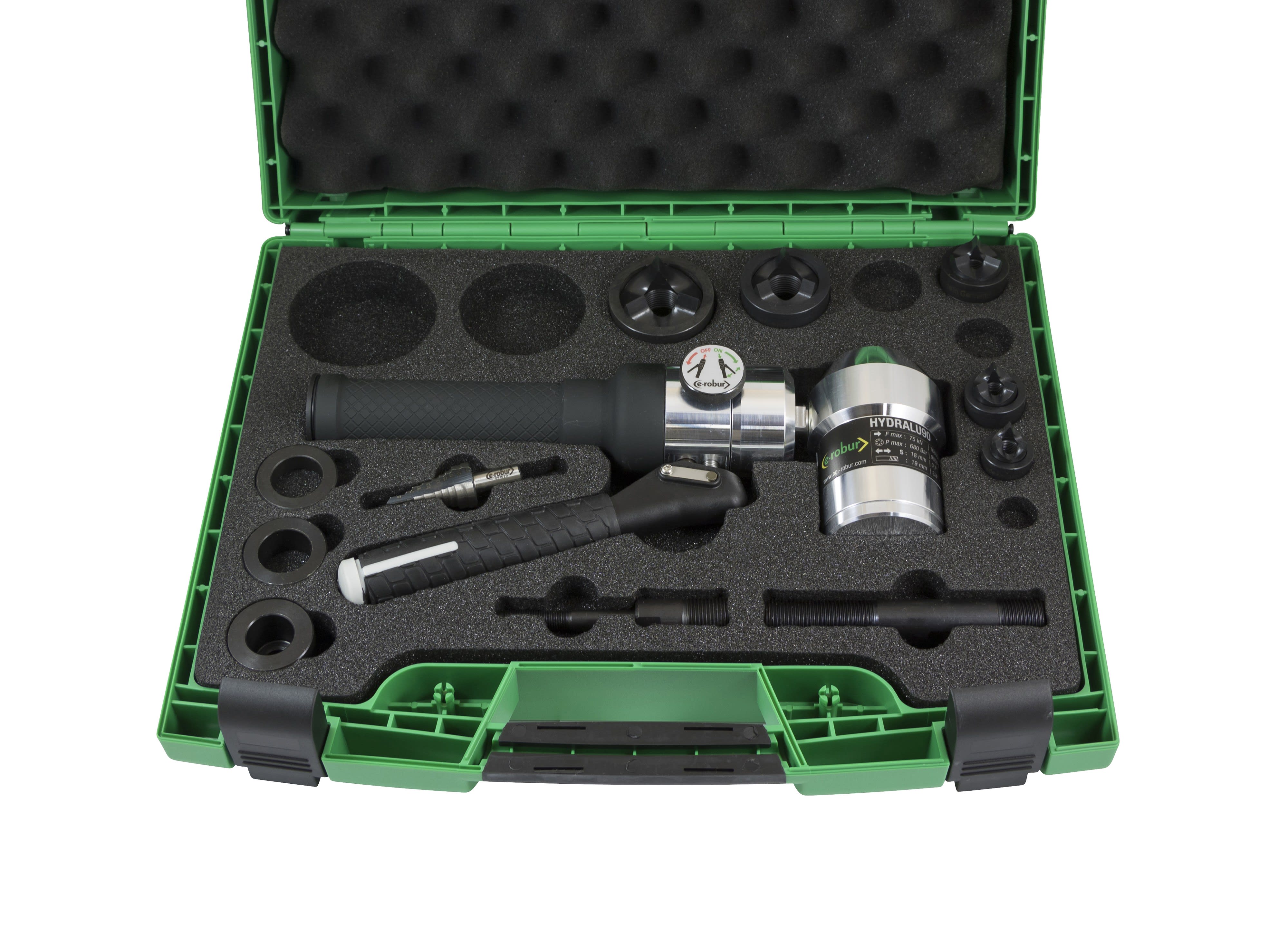 AGI Robur - Coffret 5 poinçons et matrices e-vo3+, ISO 16à 40, avec appareil hydraulique