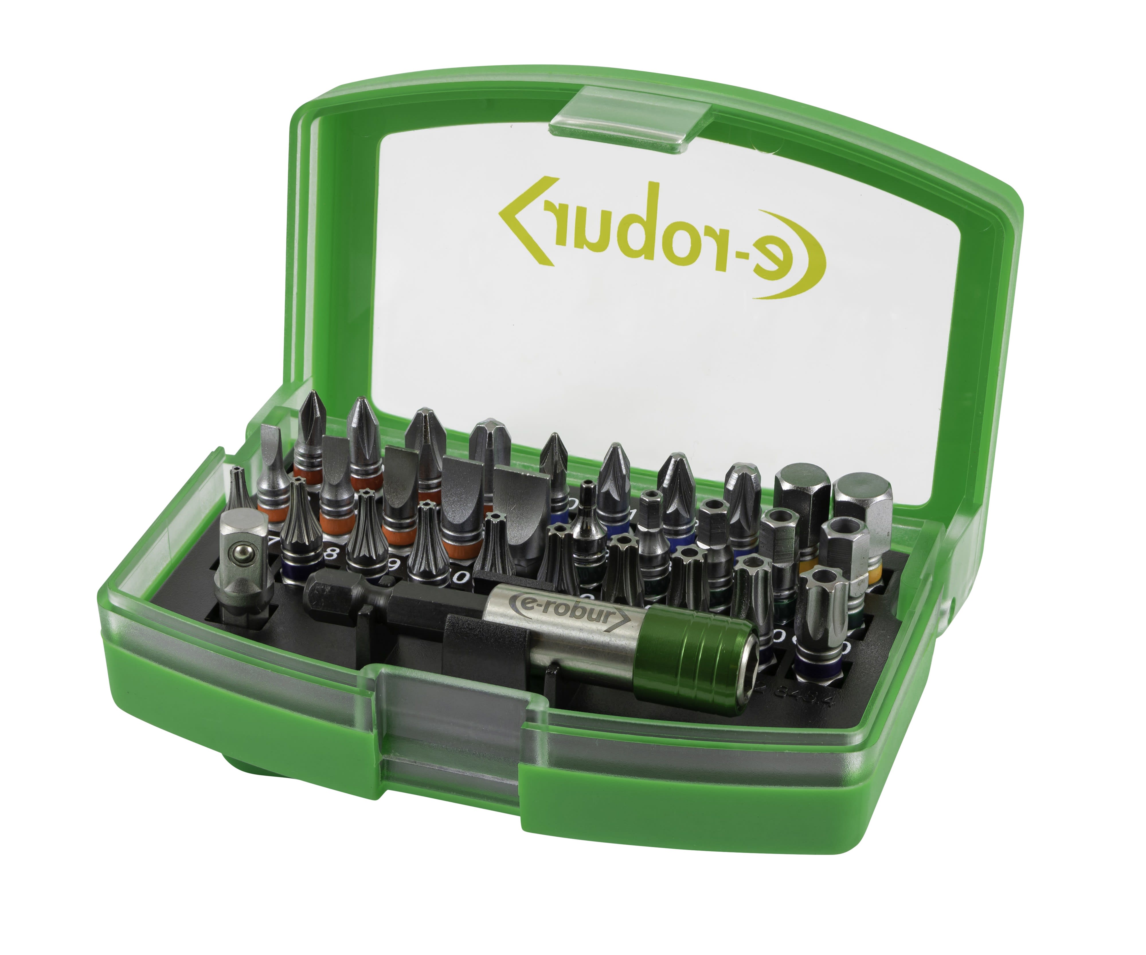 AGI Robur - Composition de 30 embouts de 25 mm assortis plats, PZ, PH, Hex, Torx, porte emb.