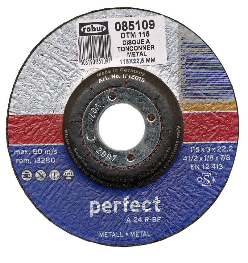 AGI Robur - Disque à tronçonner le métal diam 115 mm, alésage 22,2 mm, déporté