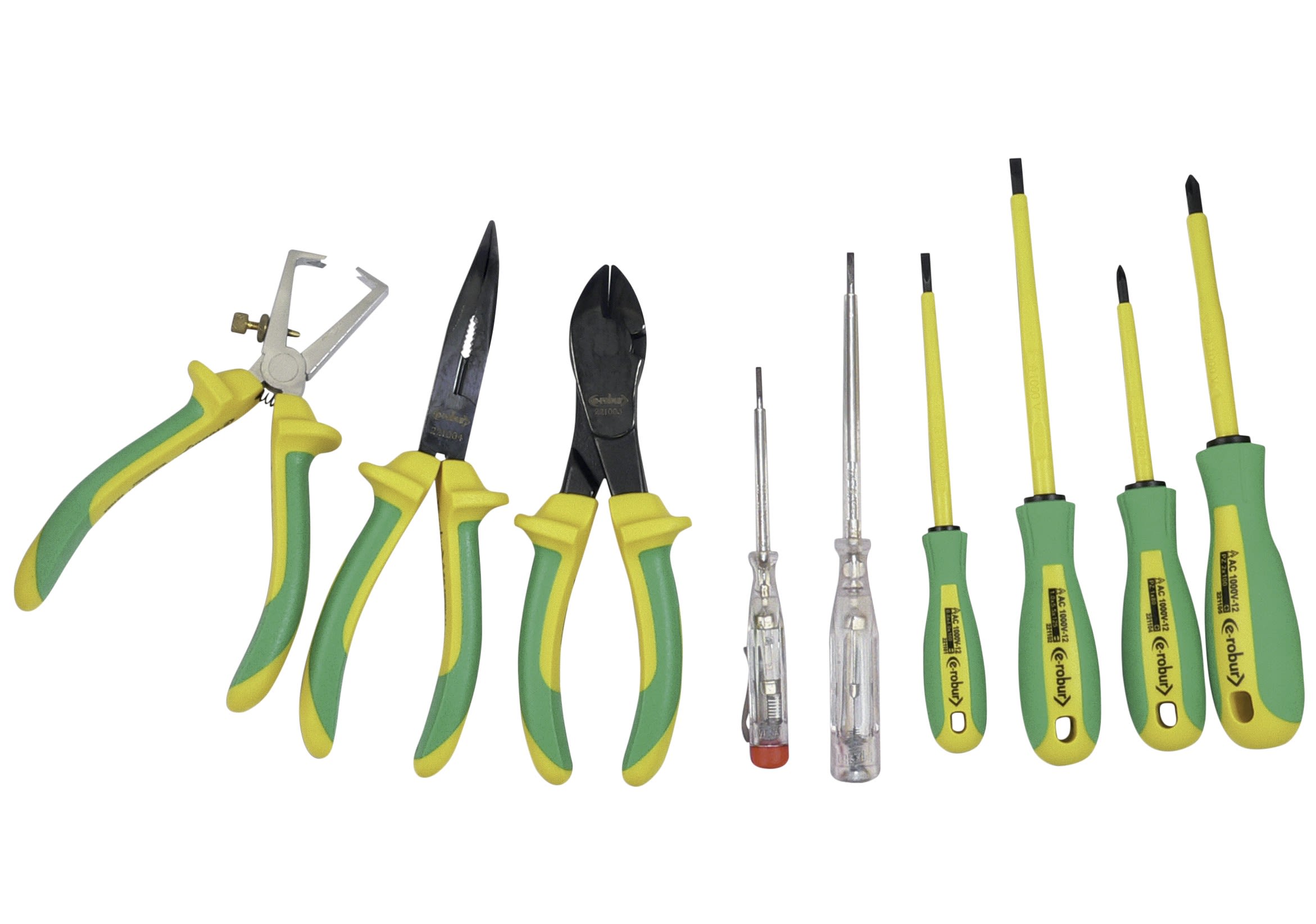 AGI Robur - Coffret 9 outils bimatière isolés 1000V. 6 tournevis, 3 pinces.