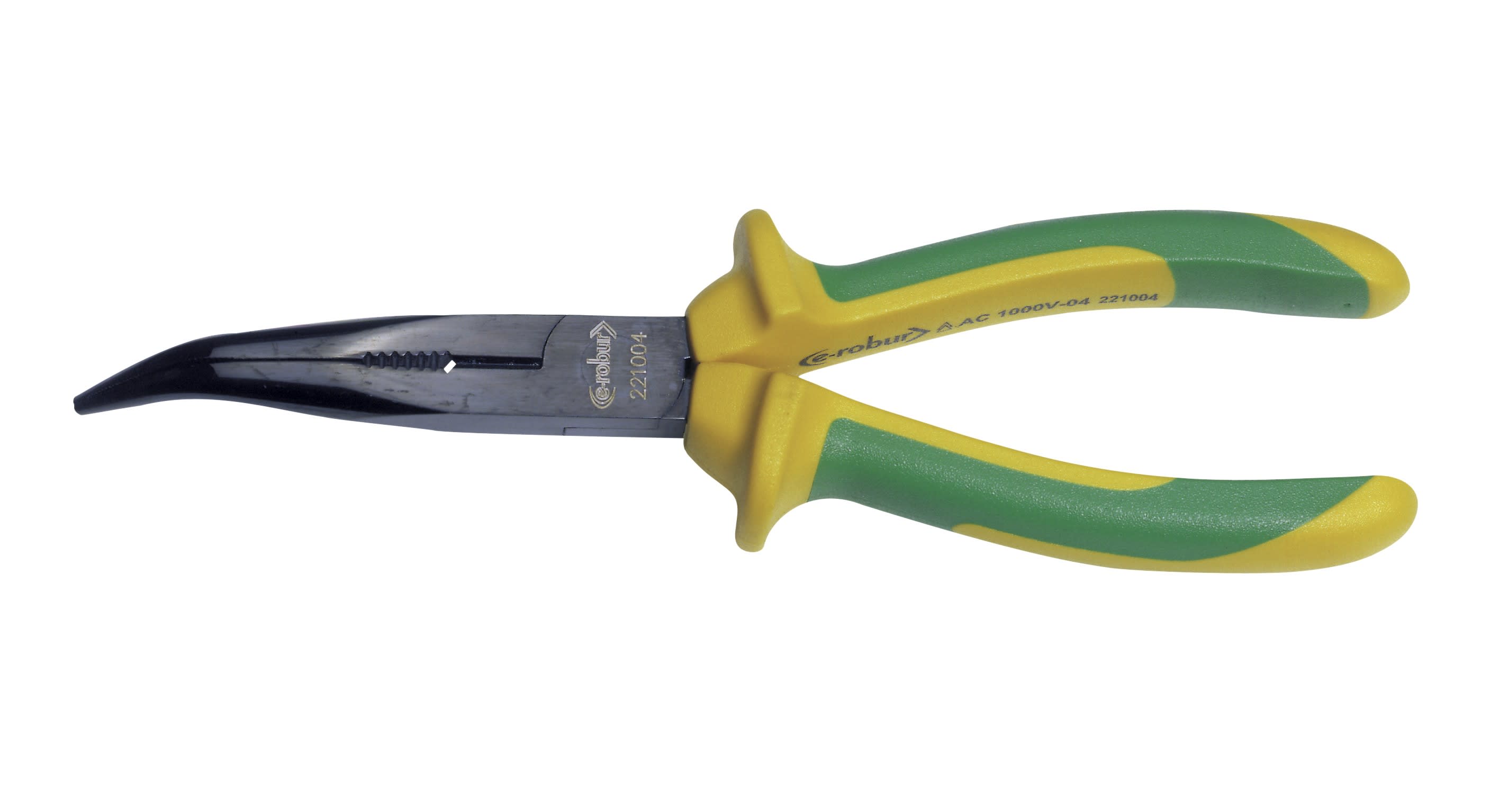 AGI Robur - Pince à becs 1/2 ronds coudés, isolée, long 160 mm.