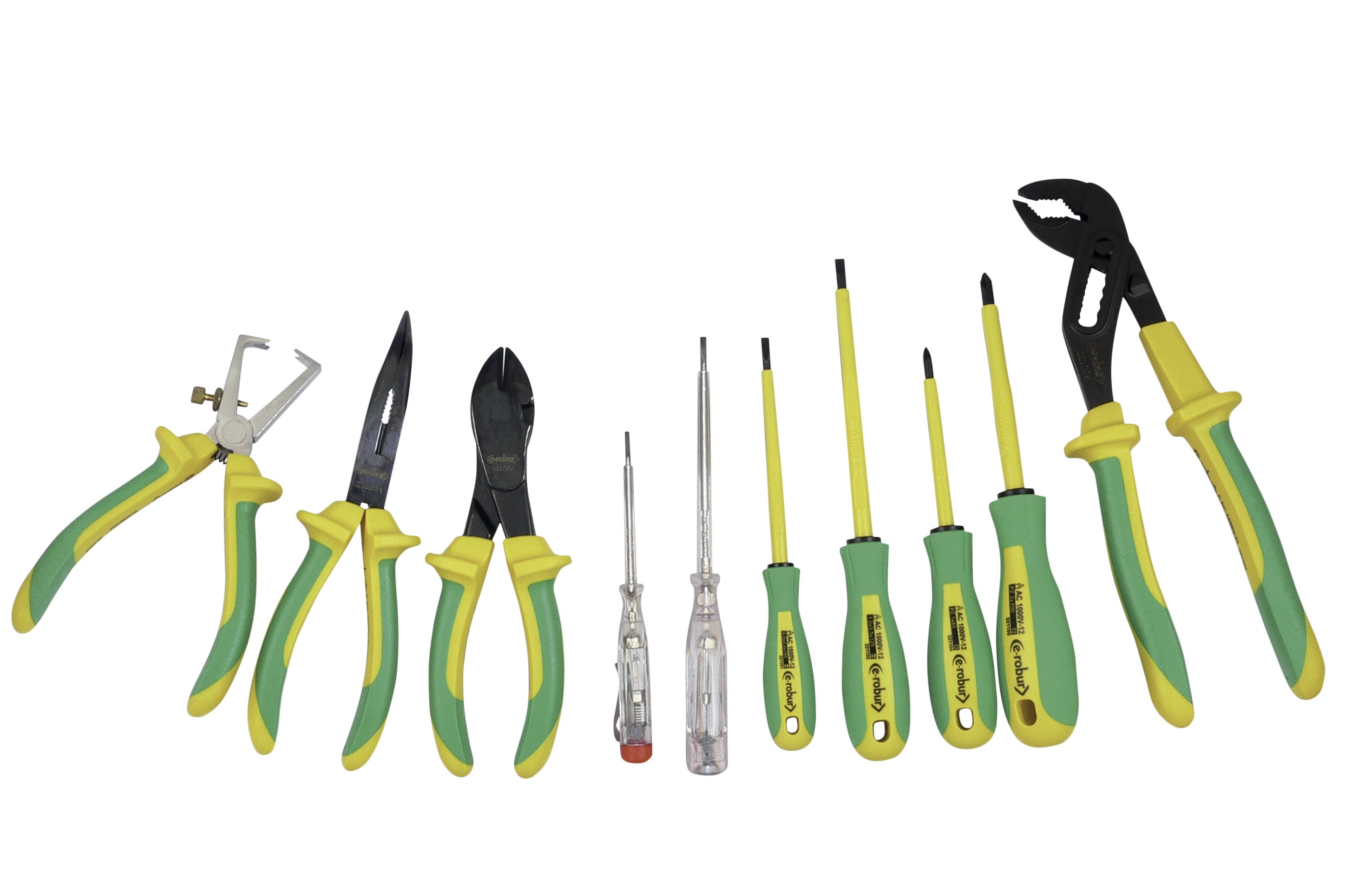 AGI Robur - Coffret 10 outils bimatière isolés 1000V. 6 tournevis, 4 pinces.