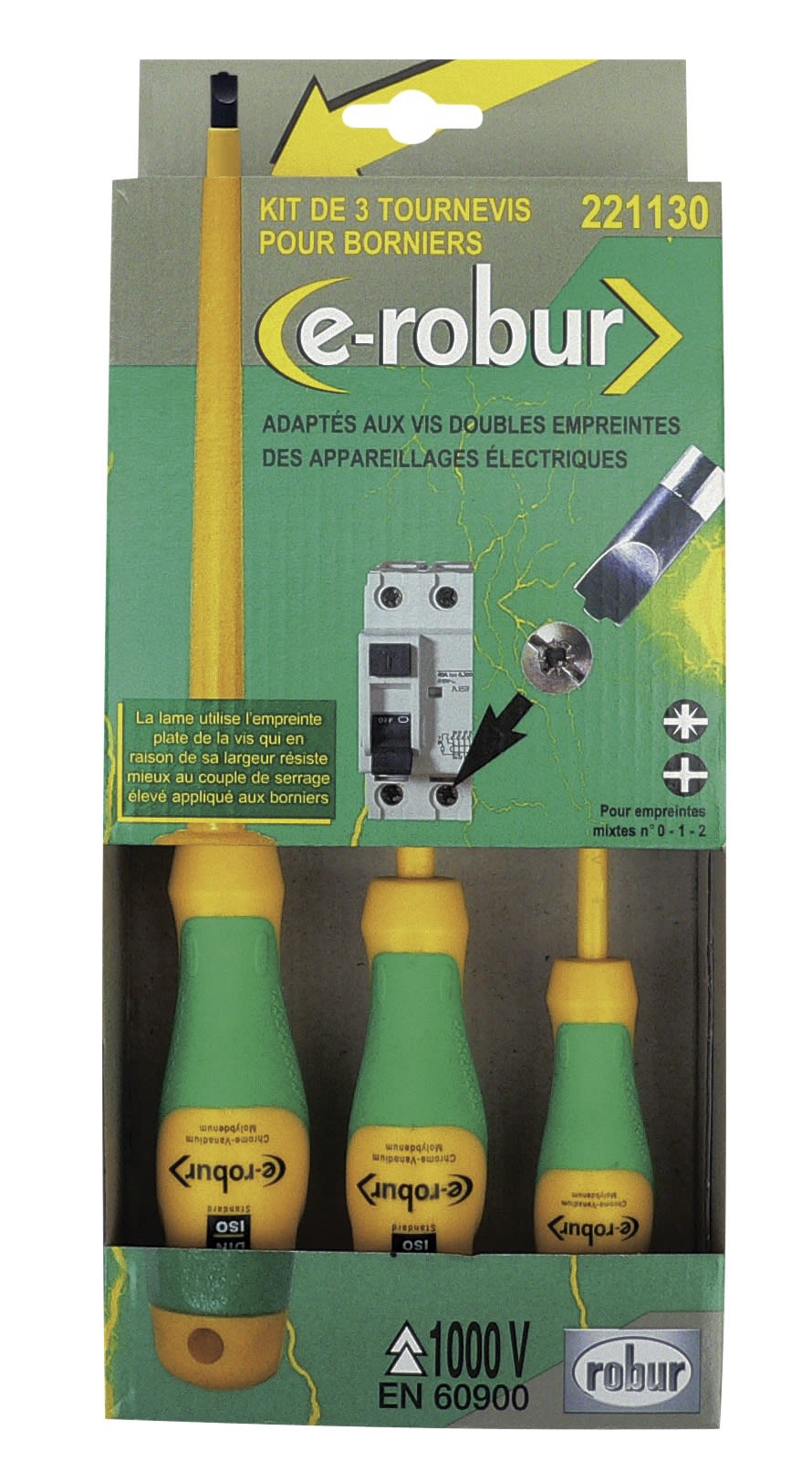 AGI Robur - 3 tournevis pour vis à empreinte mixte