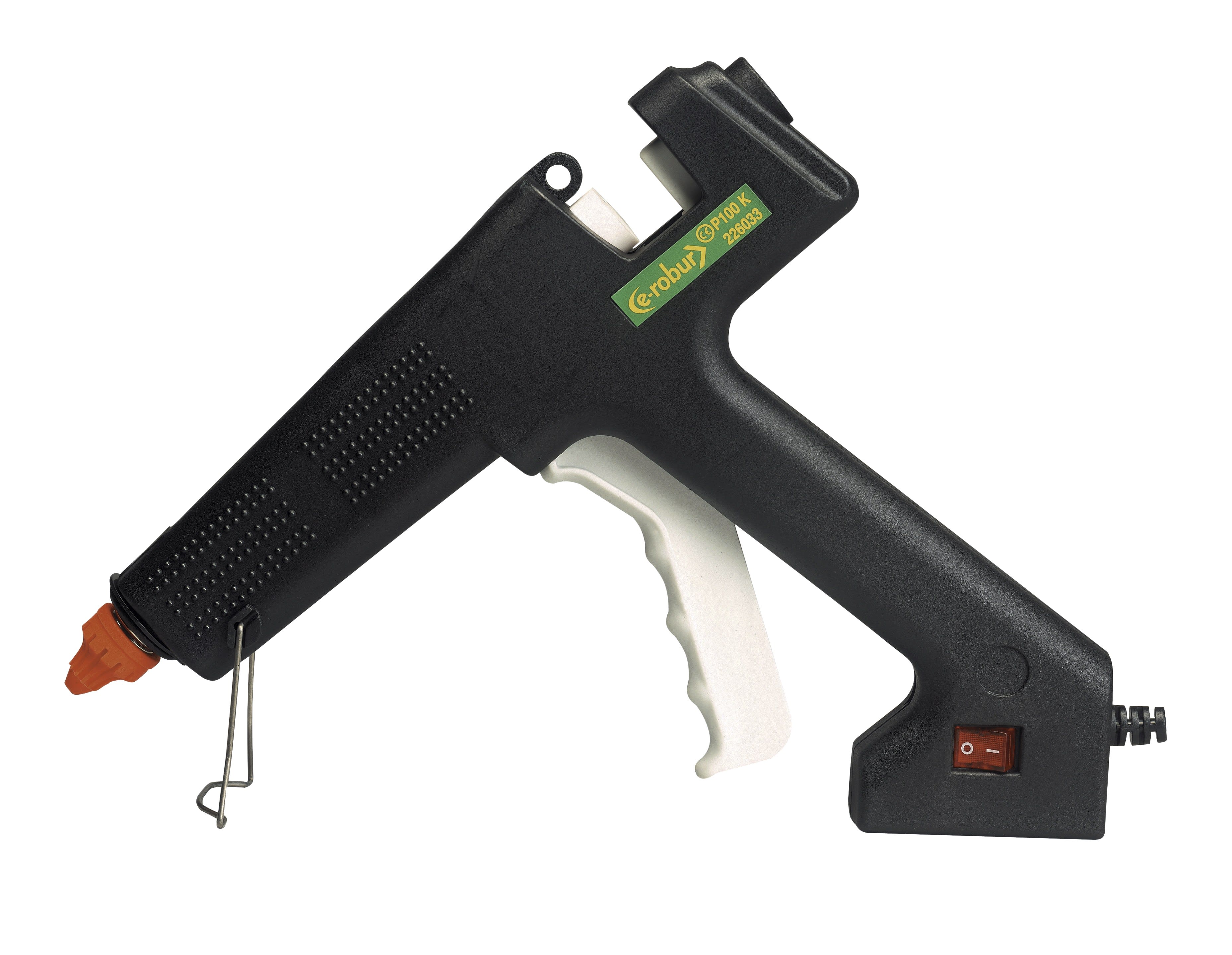 AGI Robur - Pistolet à colle électrique 100 W, livré en coffret avec 2 buses assorties.