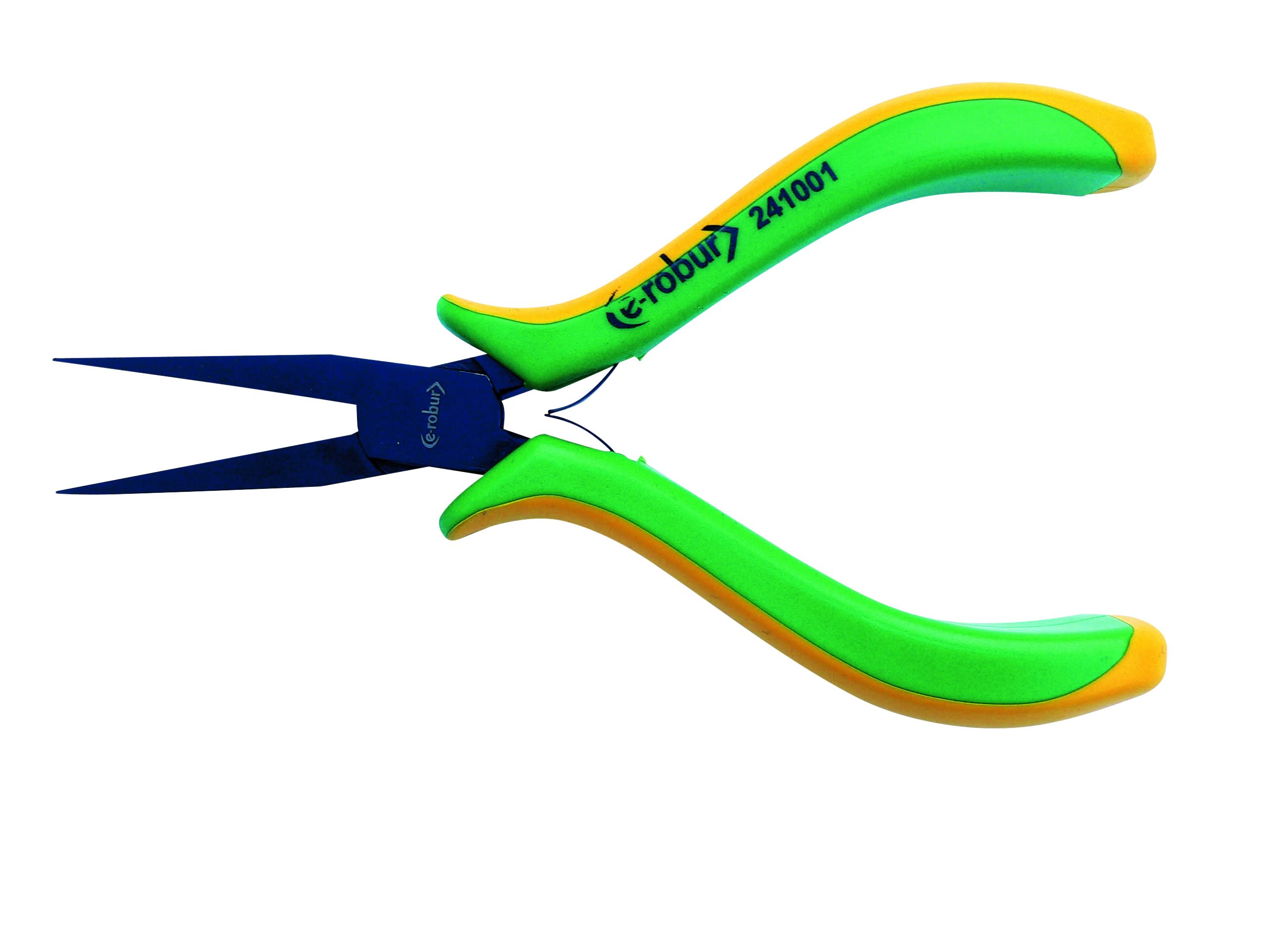 AGI Robur - Pince à bec plats longs long 145mm, entrepassée, manches bimatière.