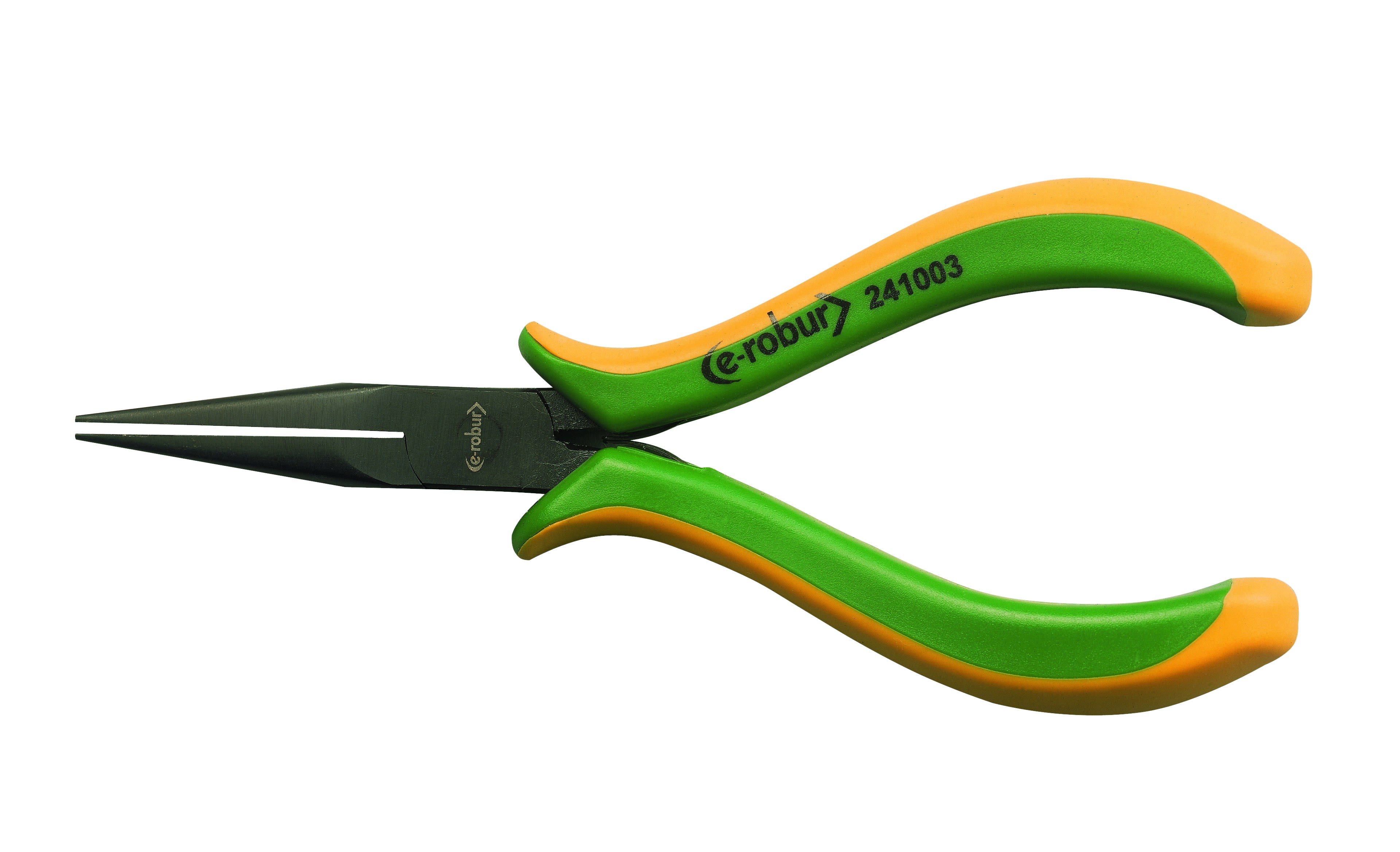 AGI Robur - Pince à becs 1/2 ronds long 145mm, entrepassée, manches bimatière.