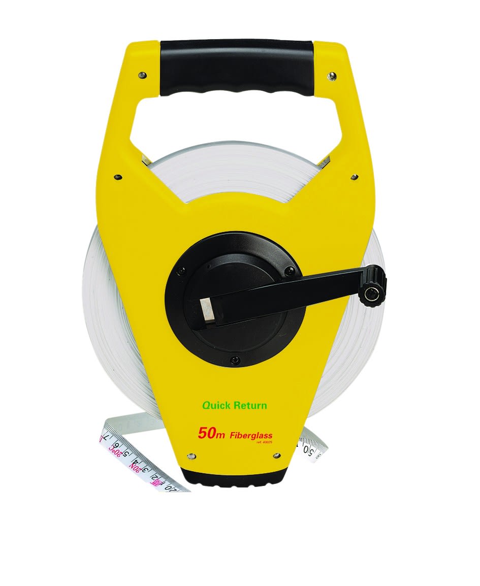 AGI Robur - Mesure fibre de verre 50m x 16mm, boîtier ABS, manivelle métal surmultipliée x3