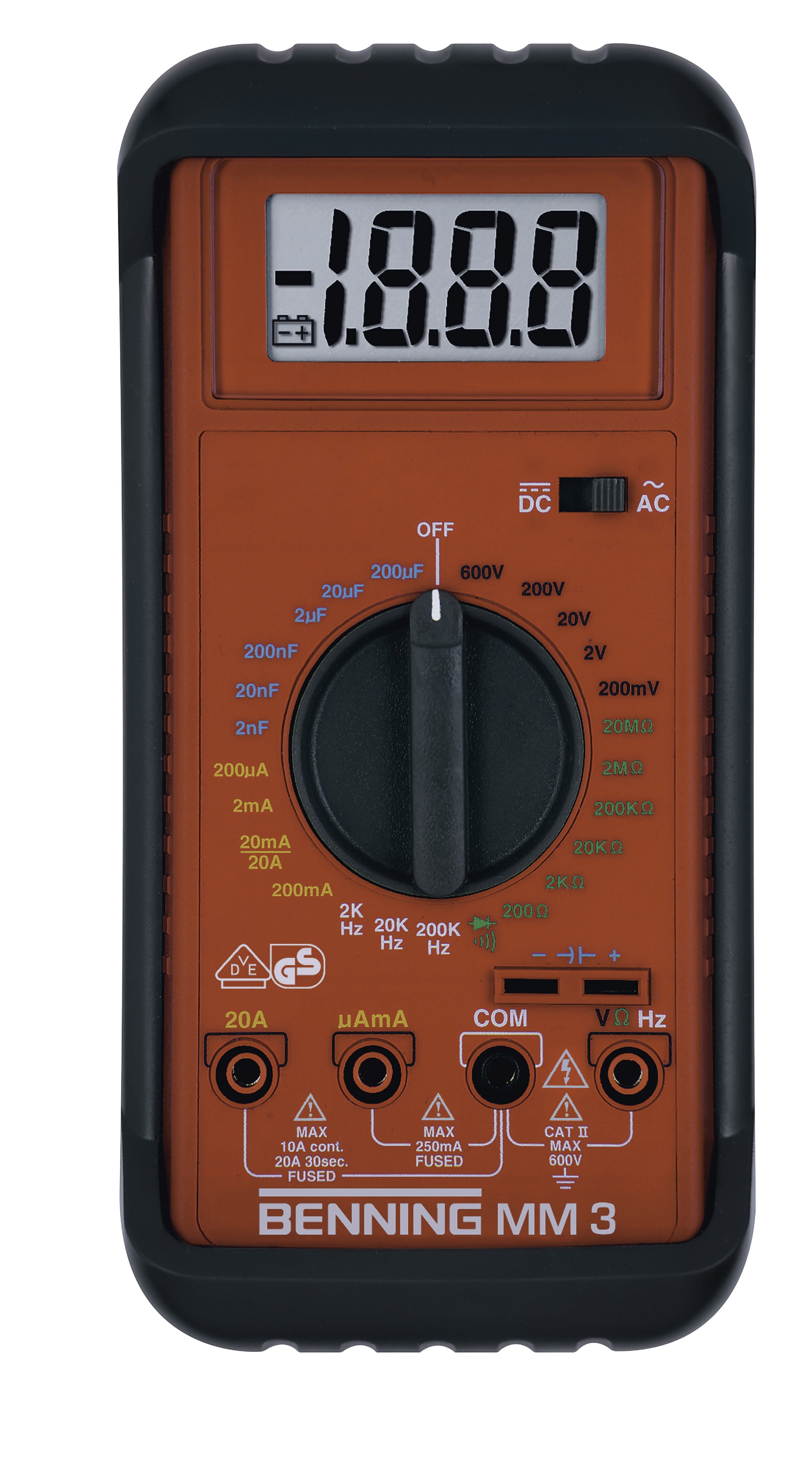 AGI Robur - Multimètre CAT III 300V, 0,1mV-600V AC, 0,1muA-20A AC