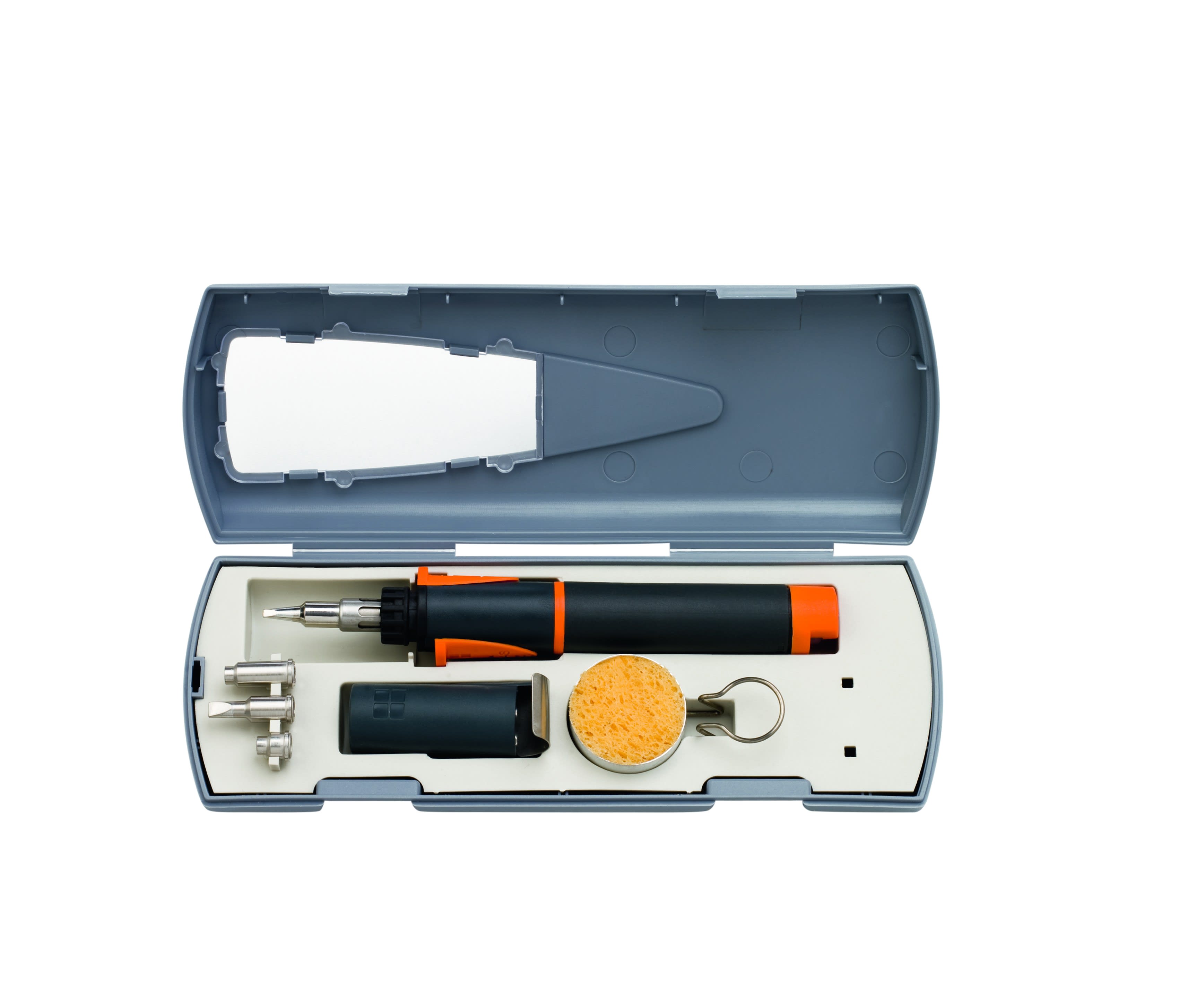 AGI Robur - Coffret fer à souder à gaz en coffret, 15-75W, avec pannes, support et éponge