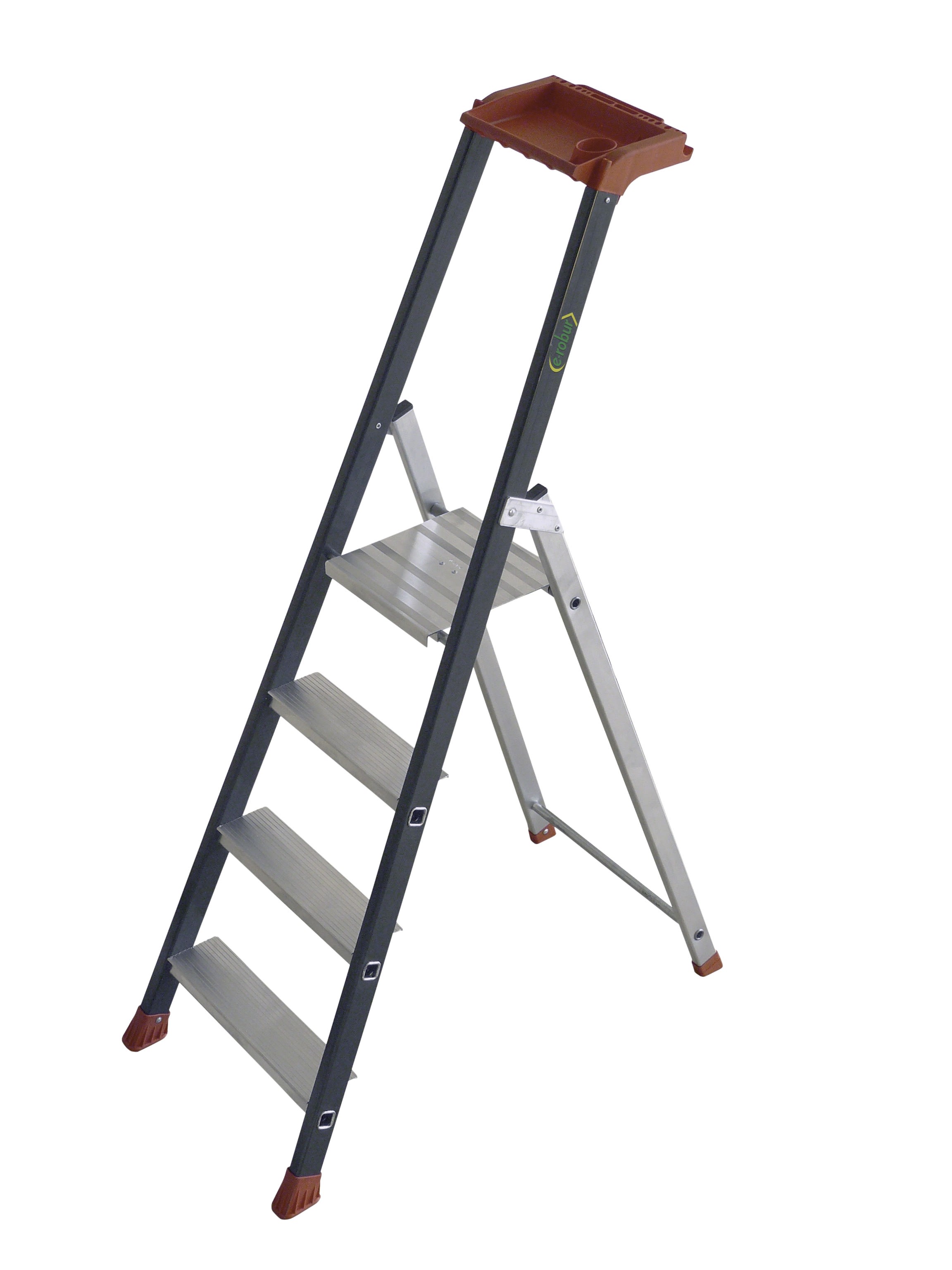 AGI Robur - Escabeau aluminium 4 marches. Hauteur plateforme 1.63 m, EN131