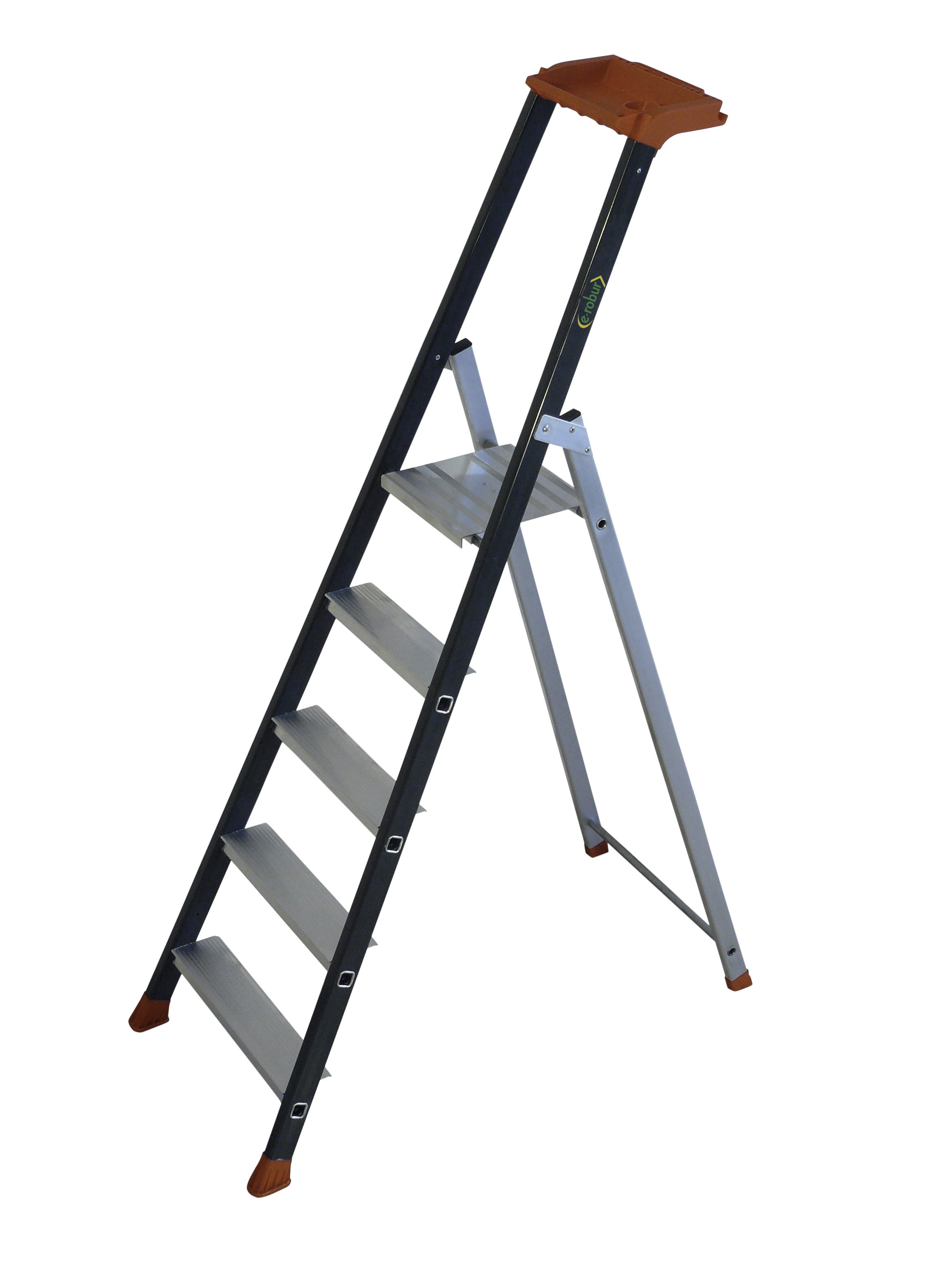 AGI Robur - Escabeau aluminium 5 marches, hauteur plateforme 1,88 m, EN131