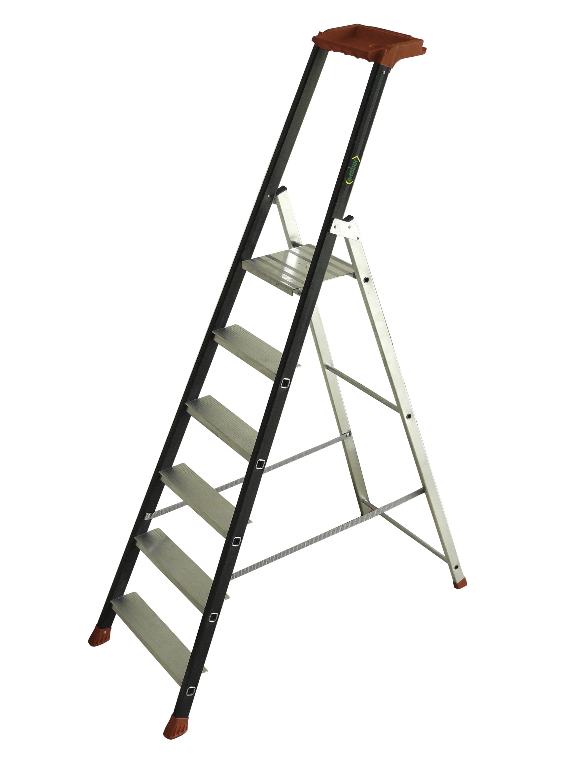 AGI Robur - Escabeau aluminium 6 marches, hauteur plateforme 2,13 m, EN131