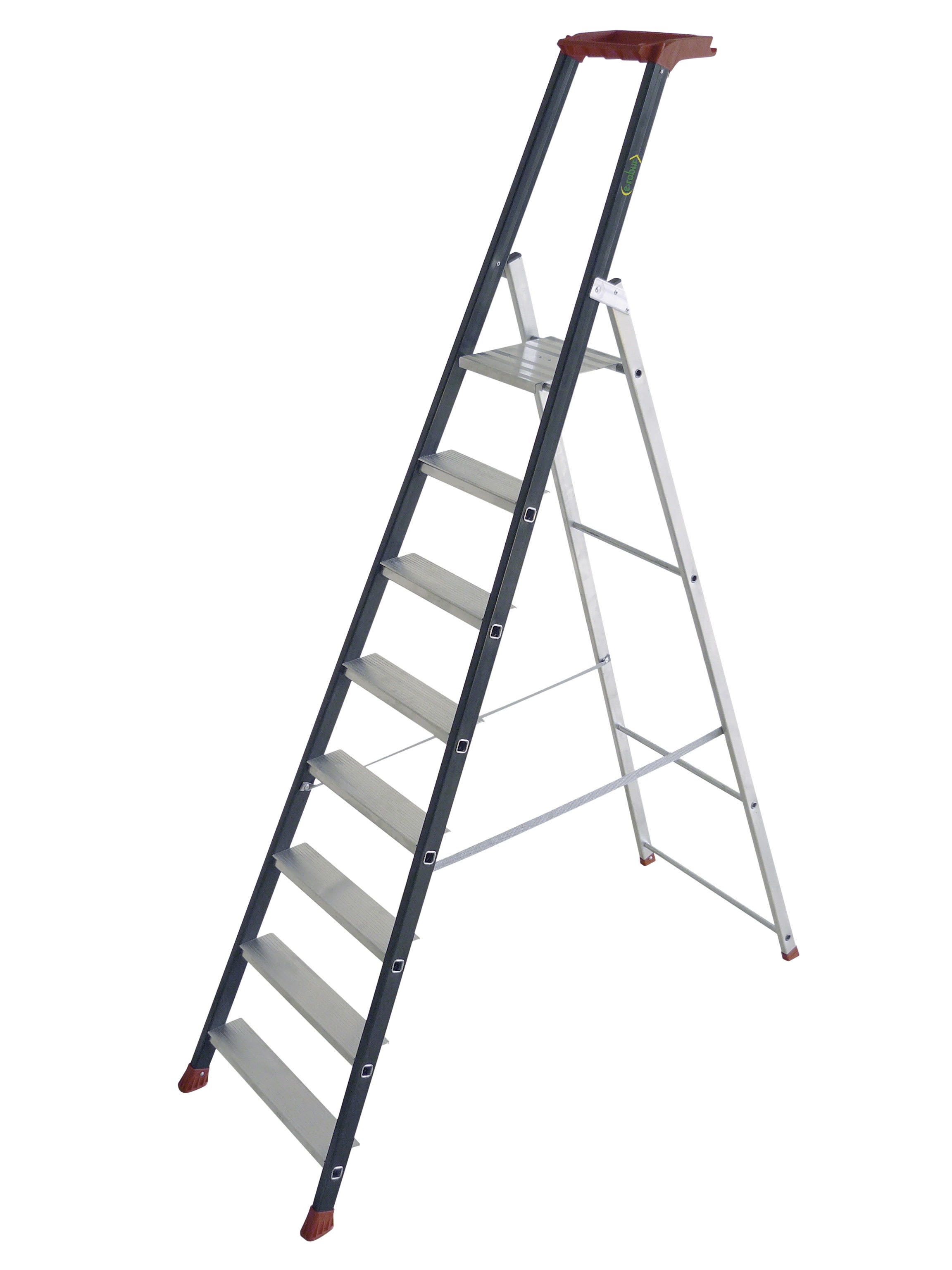 AGI Robur - Escabeau aluminium 8 marches, hauteur plateforme 2,63 m, EN131